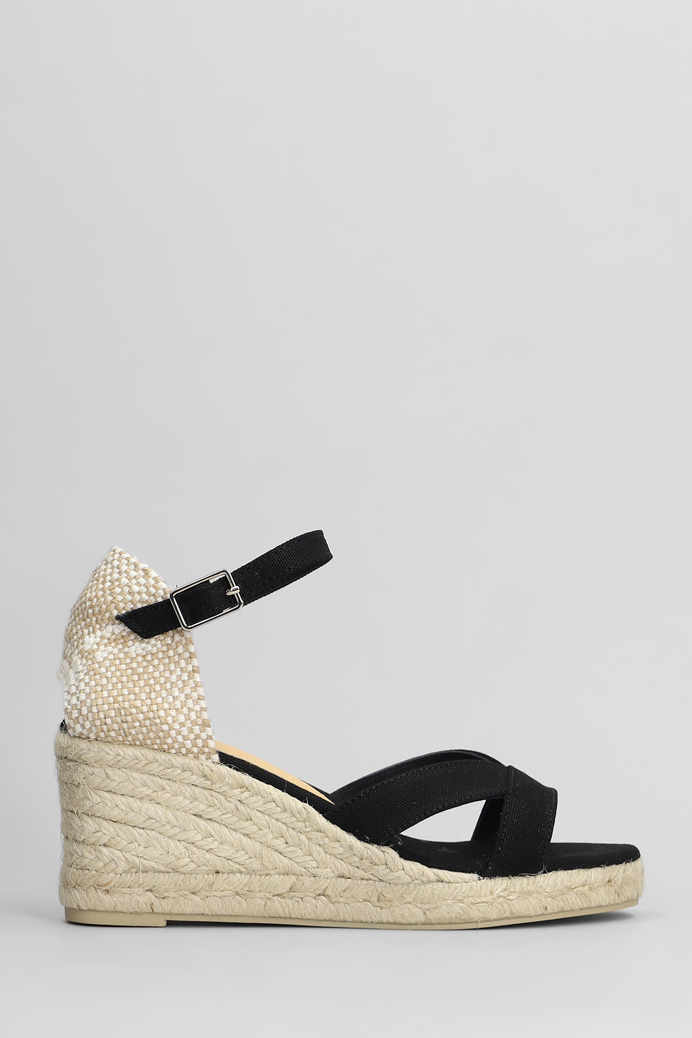 CASTAñER BRUNA-6-001 WEDGES IN BLACK CANVAS
