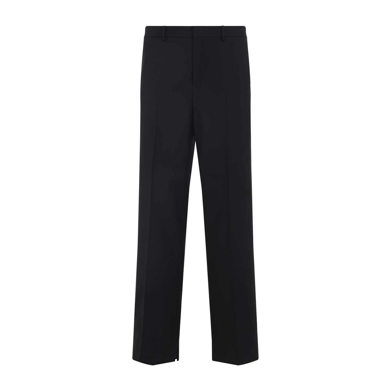 Gucci Straight Leg Formal Trousers With Classic Closure And Stretched Fold In Black