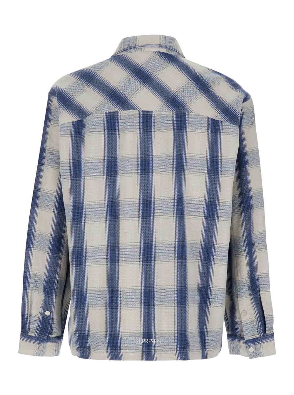 Represent Blue Shirt With Classic Collar And All-over Check Motif In Cotton Blend Man In Blu