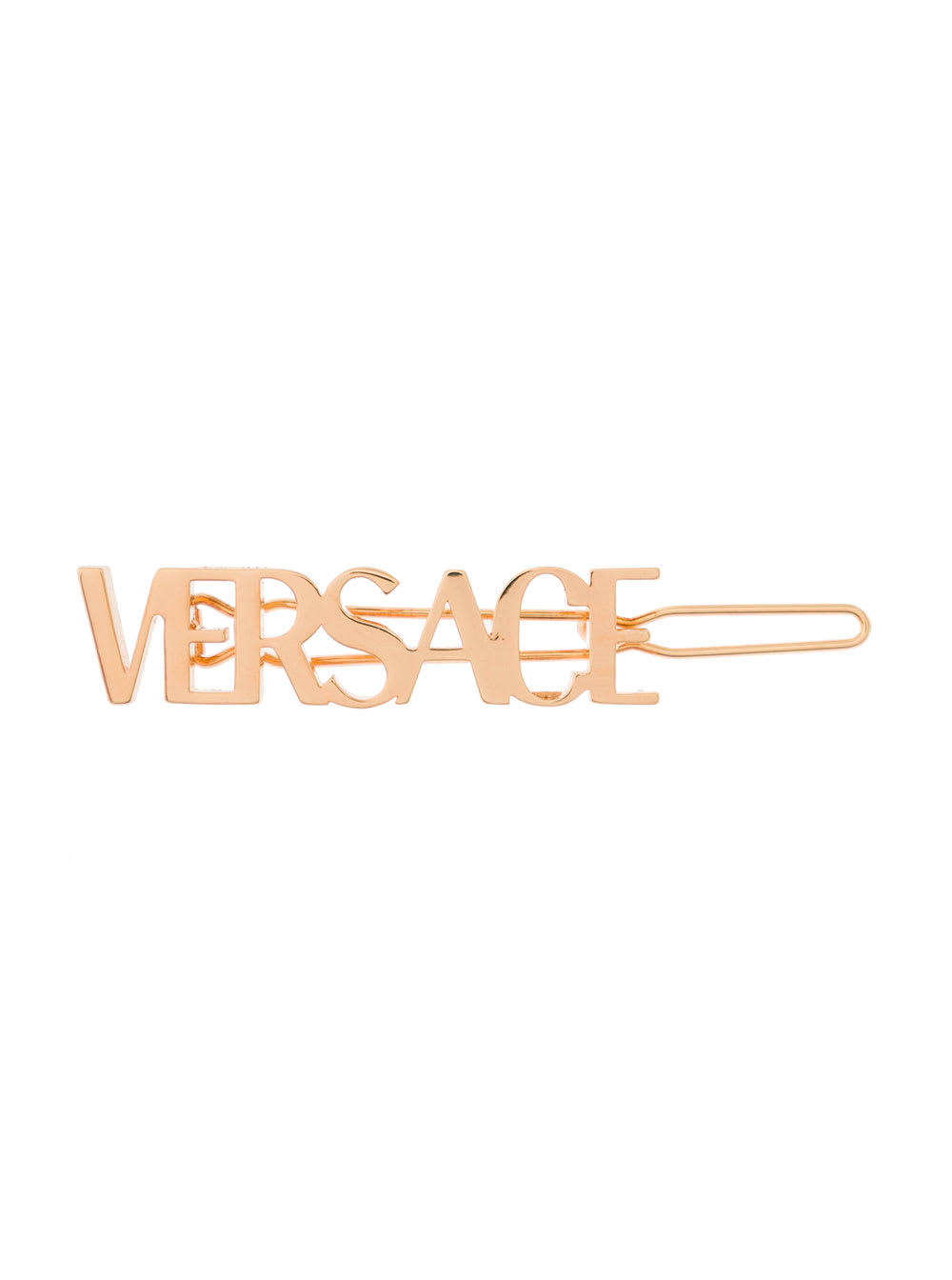 Versace Antique Gold-tone Logo Hair Clip In Brass Versace Woman