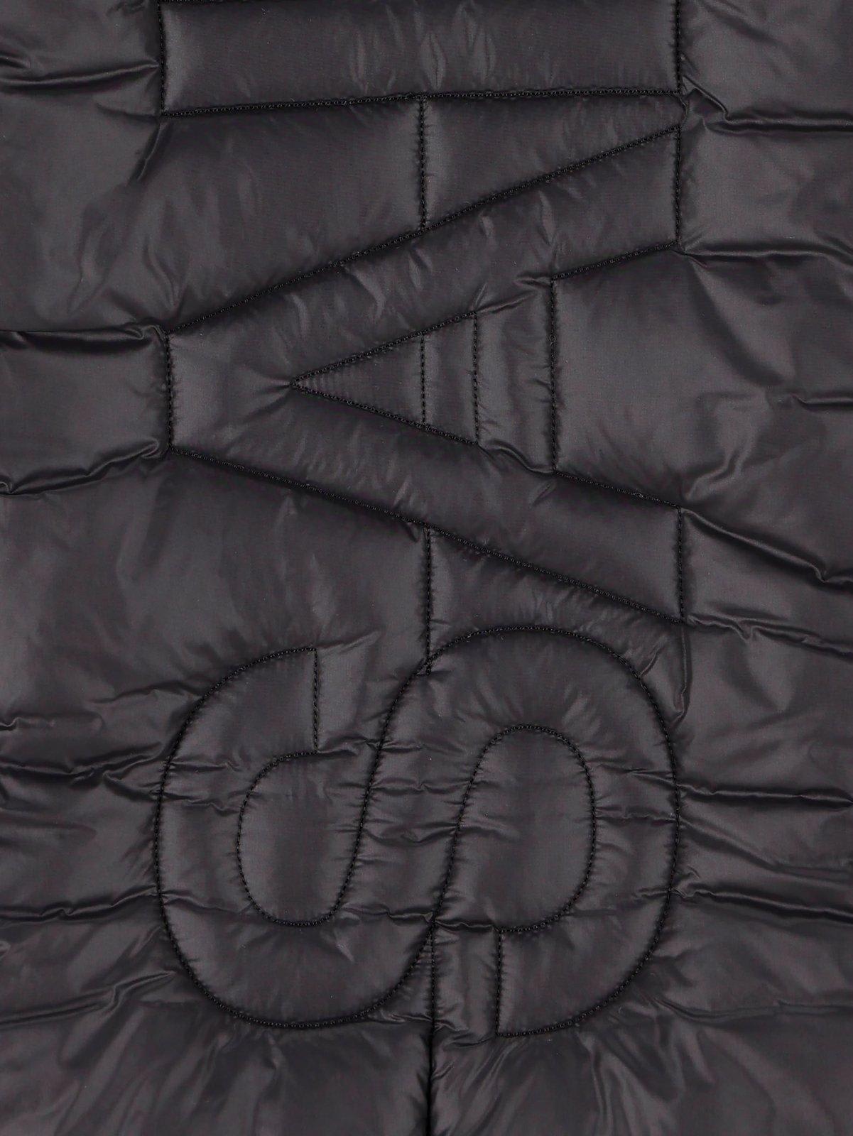 Shop Saint Laurent Logo Patch Quilted Scarf In Black