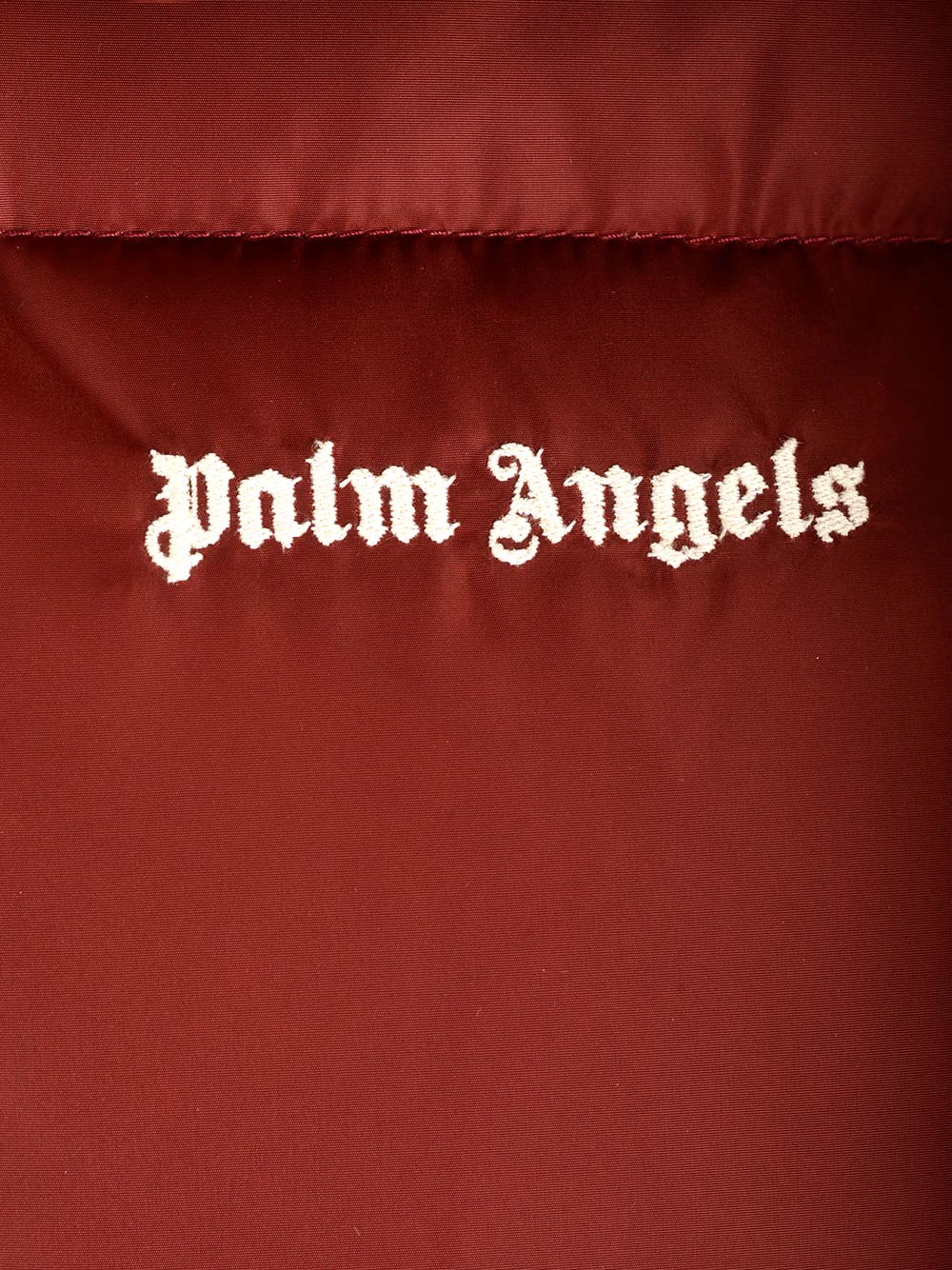 Shop Palm Angels Hooded Down Jacket In Burgundy