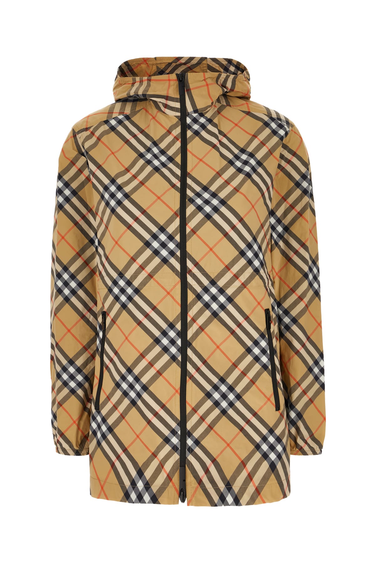 Burberry Printed Nylon Jacket In Sand Ip Check