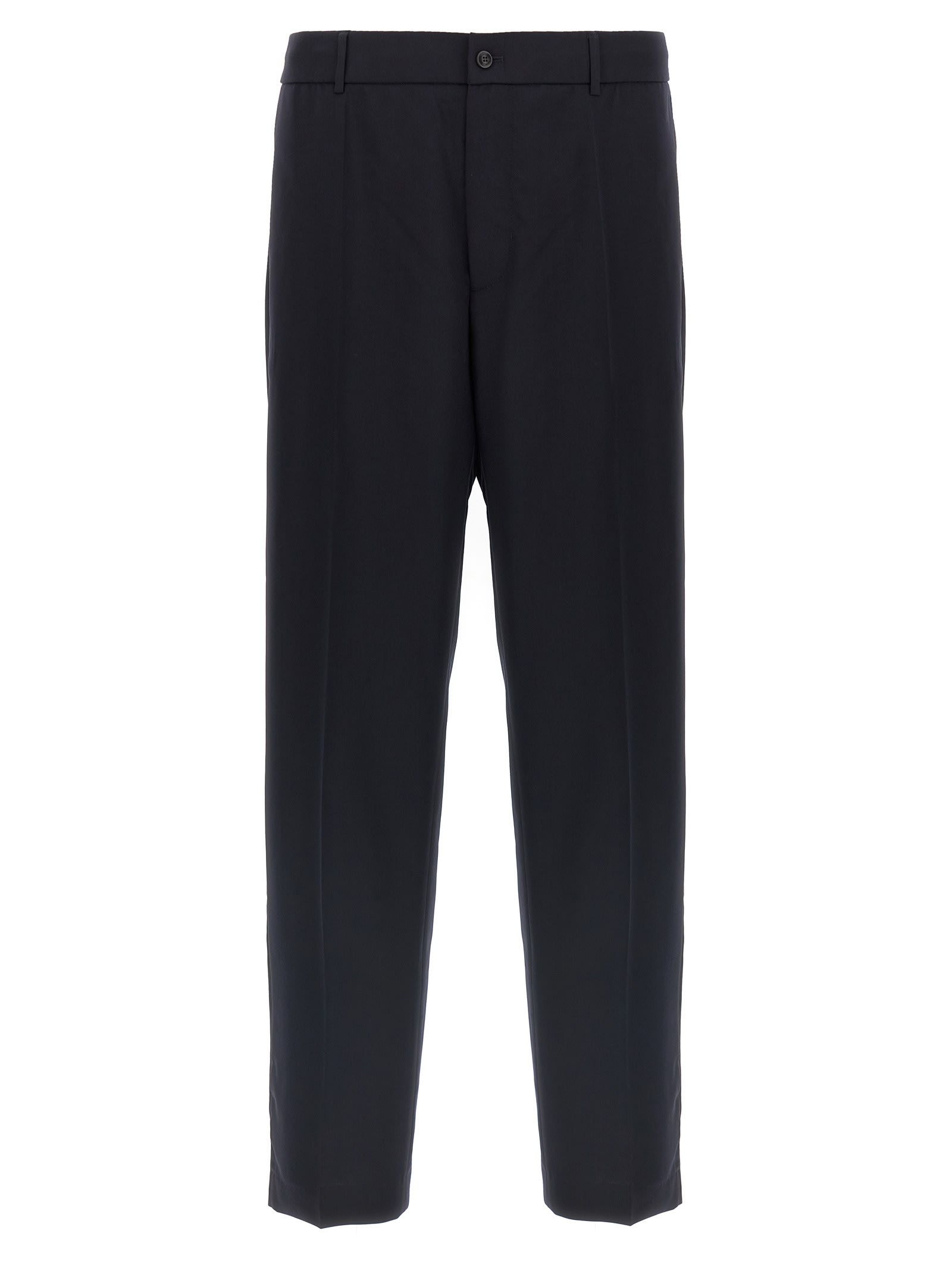 Moncler Wool-blend Trousers In Blue