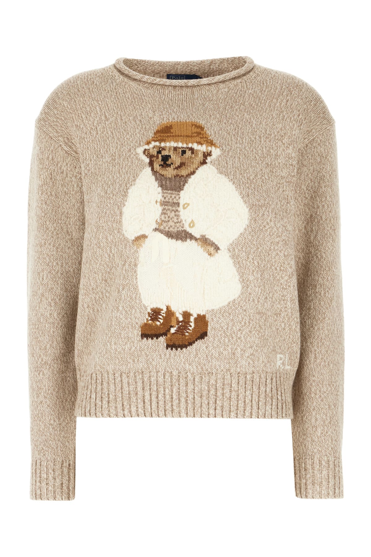 Shop Polo Ralph Lauren Cappuccino Cotton Sweater In Mushroom Marl Multi