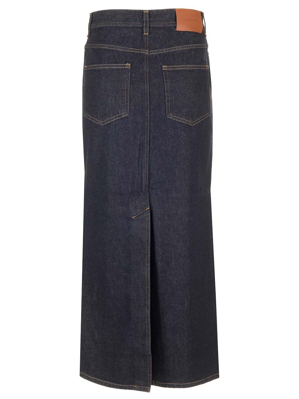 Shop Loulou Studio Long Blue Denim Skirt