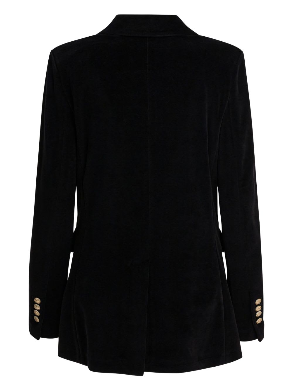 Circolo 1901 Double-breasted Velvet Jacket Featuring Pockets In Black