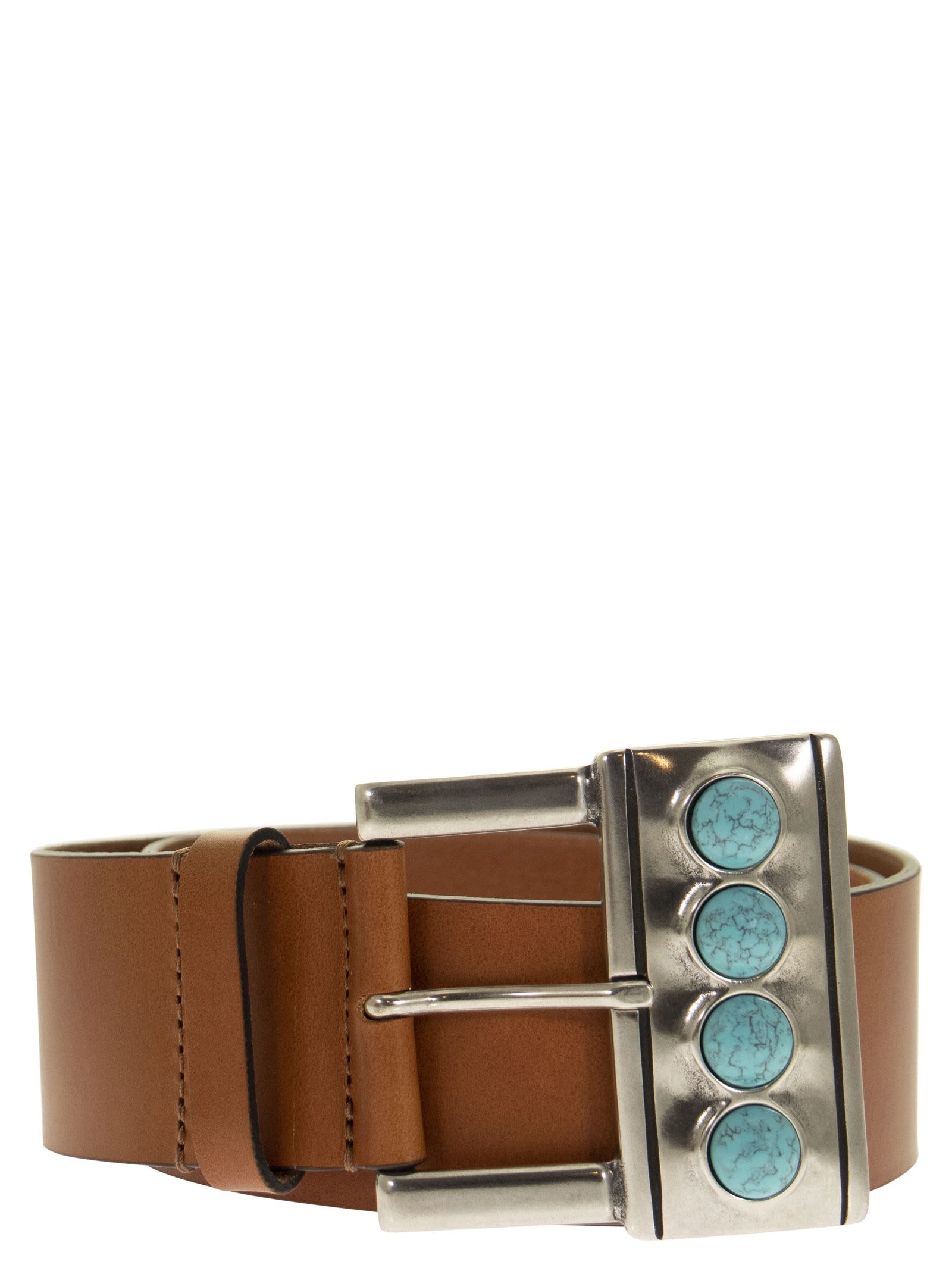 Etro Leather Belt With Studs