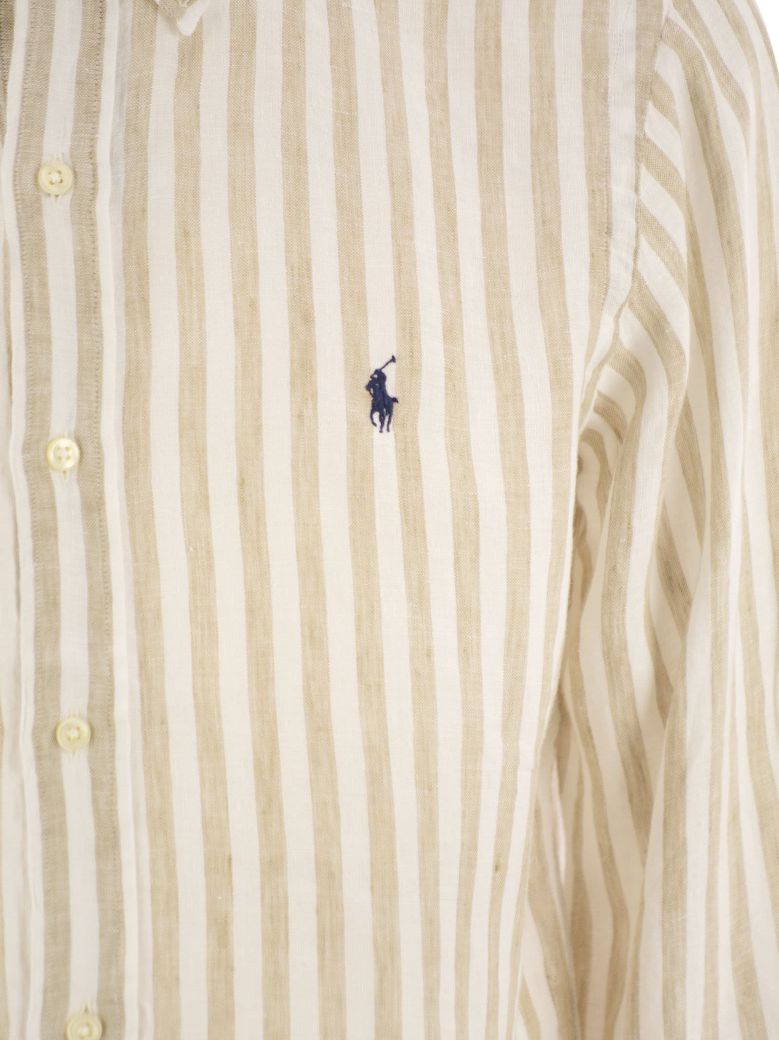 POLO RALPH LAUREN CUSTOM-FIT STRIPED LINEN SHIRT