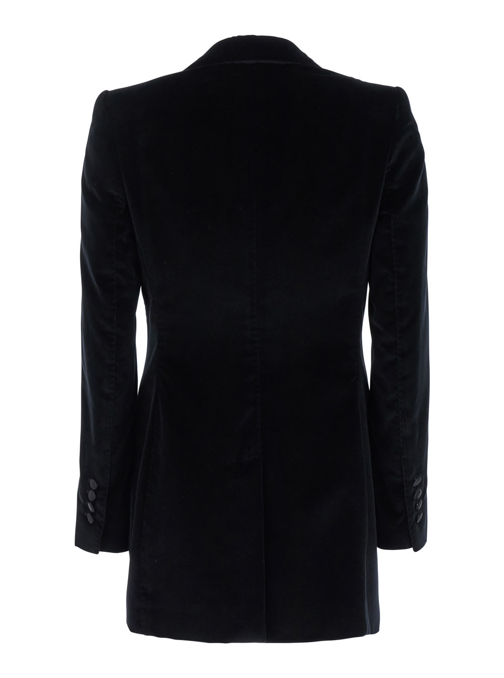 Shop Dolce & Gabbana Black Single-breasted Jacket With Peak Revers In Velvet Woman