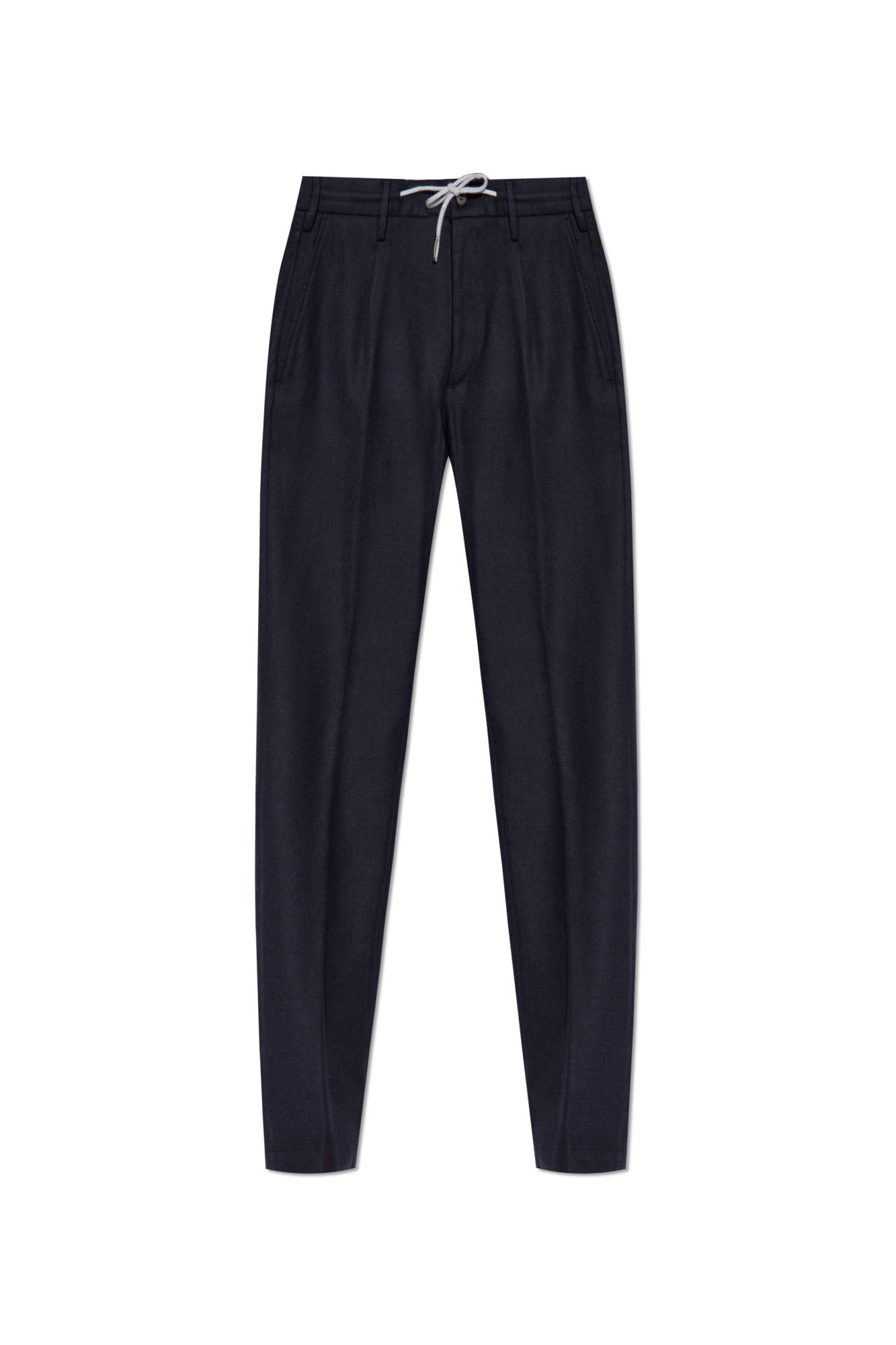 Eleventy Wool Pleated Trousers In Black