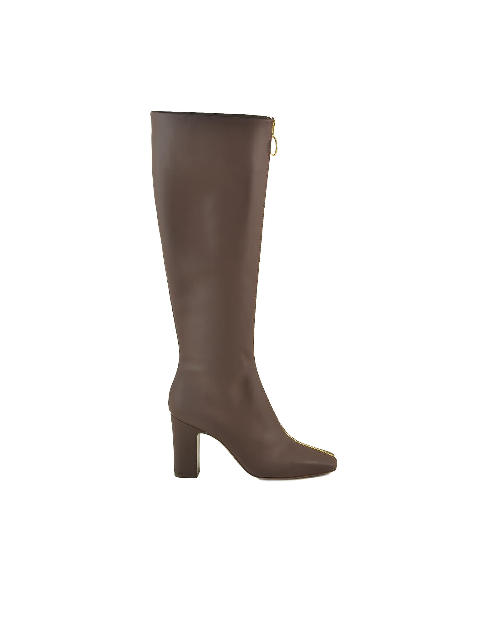 Lautre Chose Brown Leather Gold-tone Zippered Boots