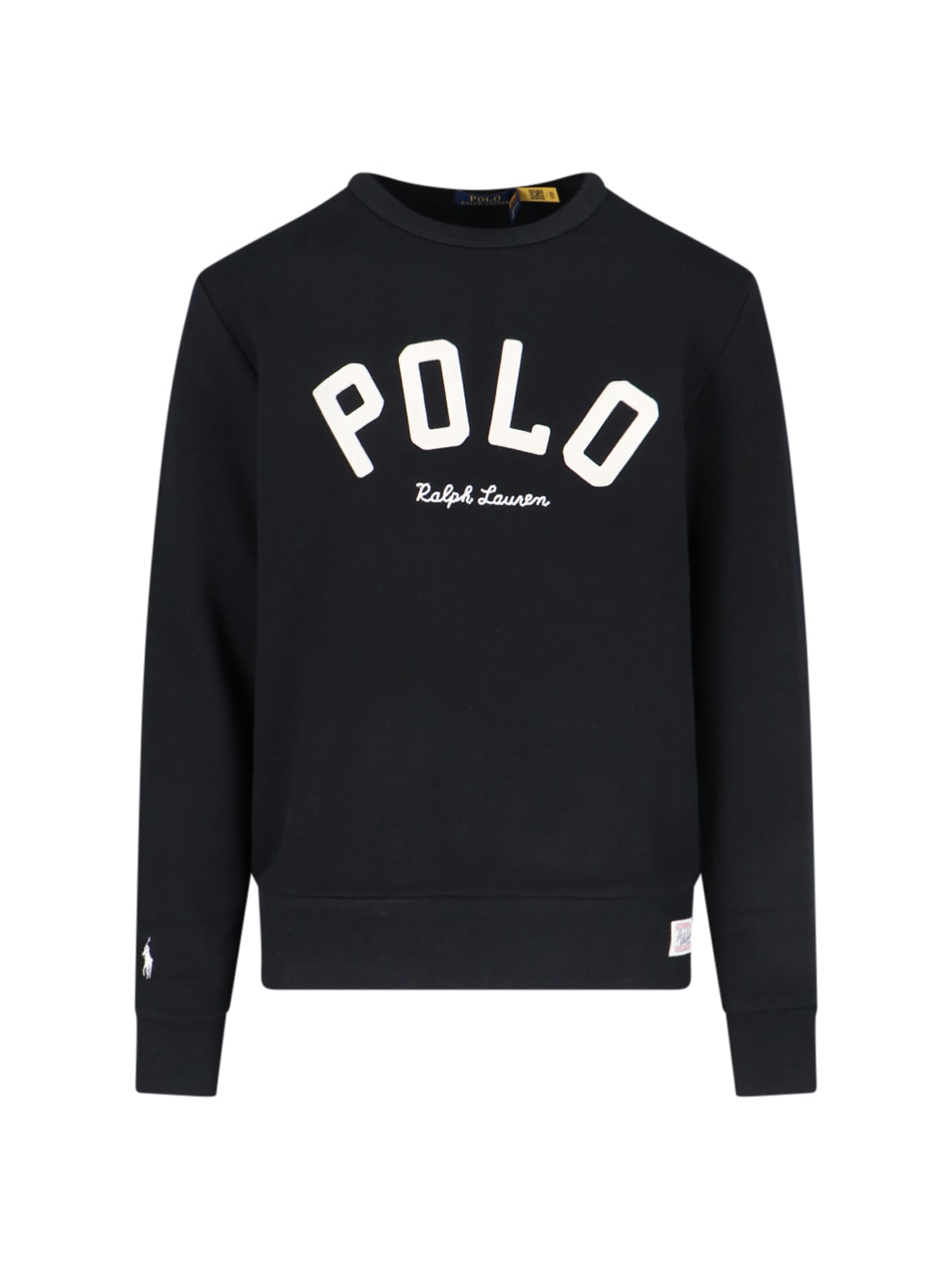 Shop Polo Ralph Lauren Logo Cropped Sweatshirt In Black