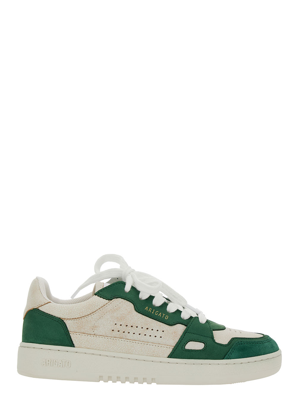 Axel Arigato Dice Low Green And White Low Top Sneakers With Embossed Logo And Vintage Effect In Leather Woman