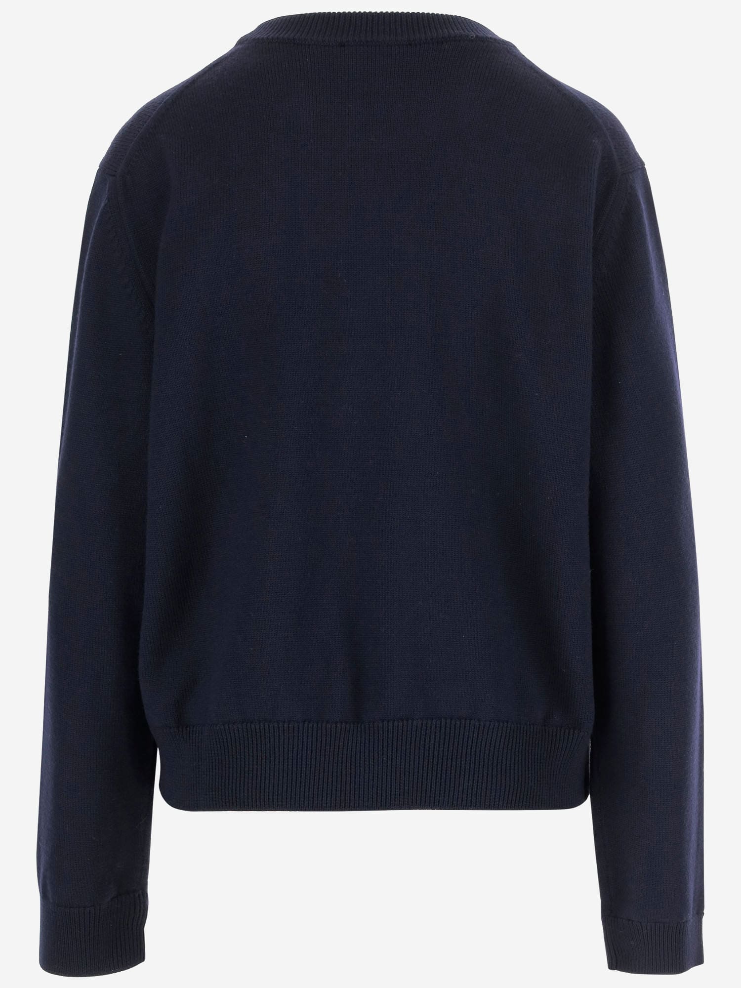Jil Sander Wool Sweater With Floral Pattern In Blue
