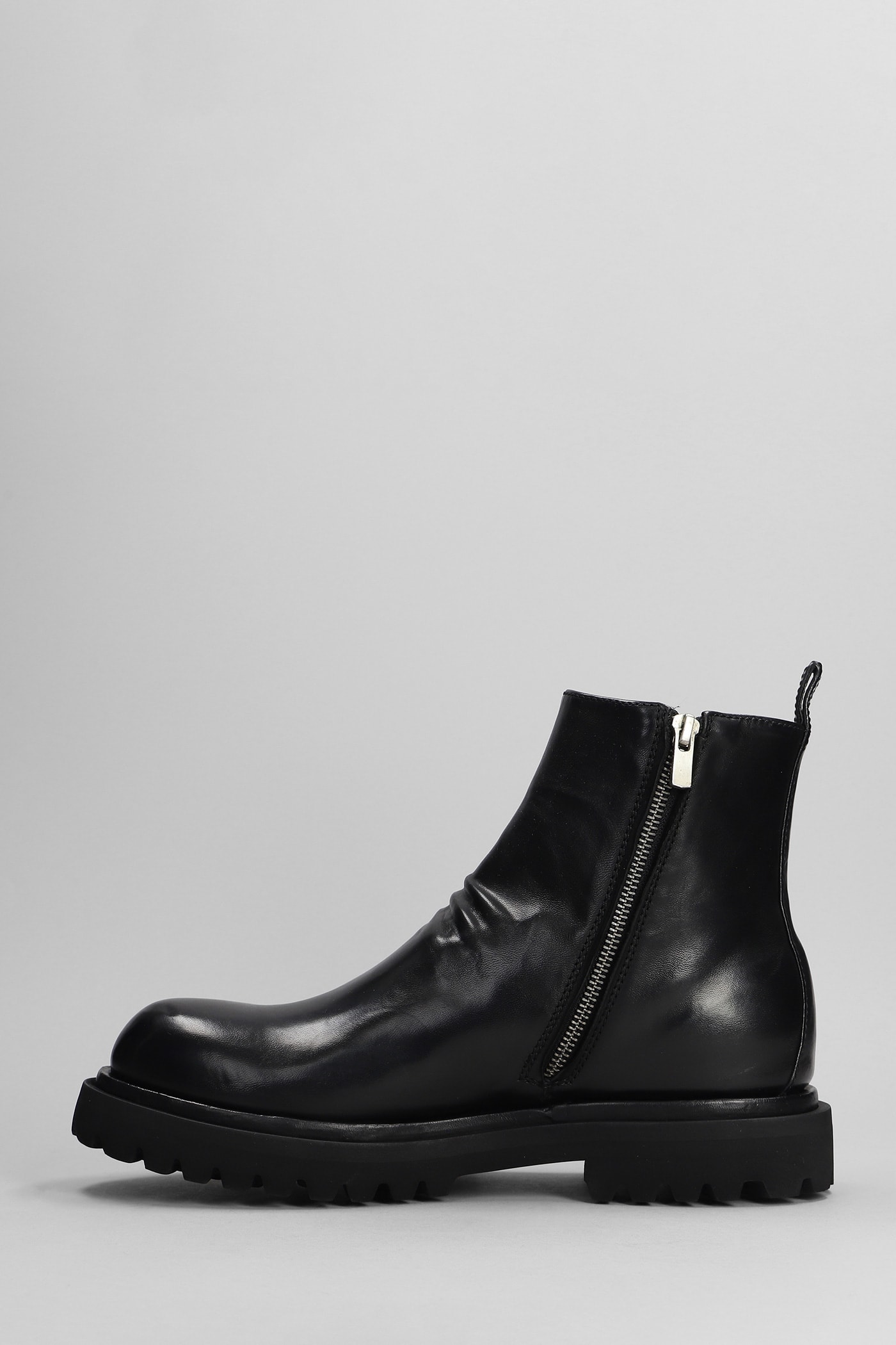 OFFICINE CREATIVE EVENTUAL DD ANKLE BOOTS IN BLACK LEATHER 