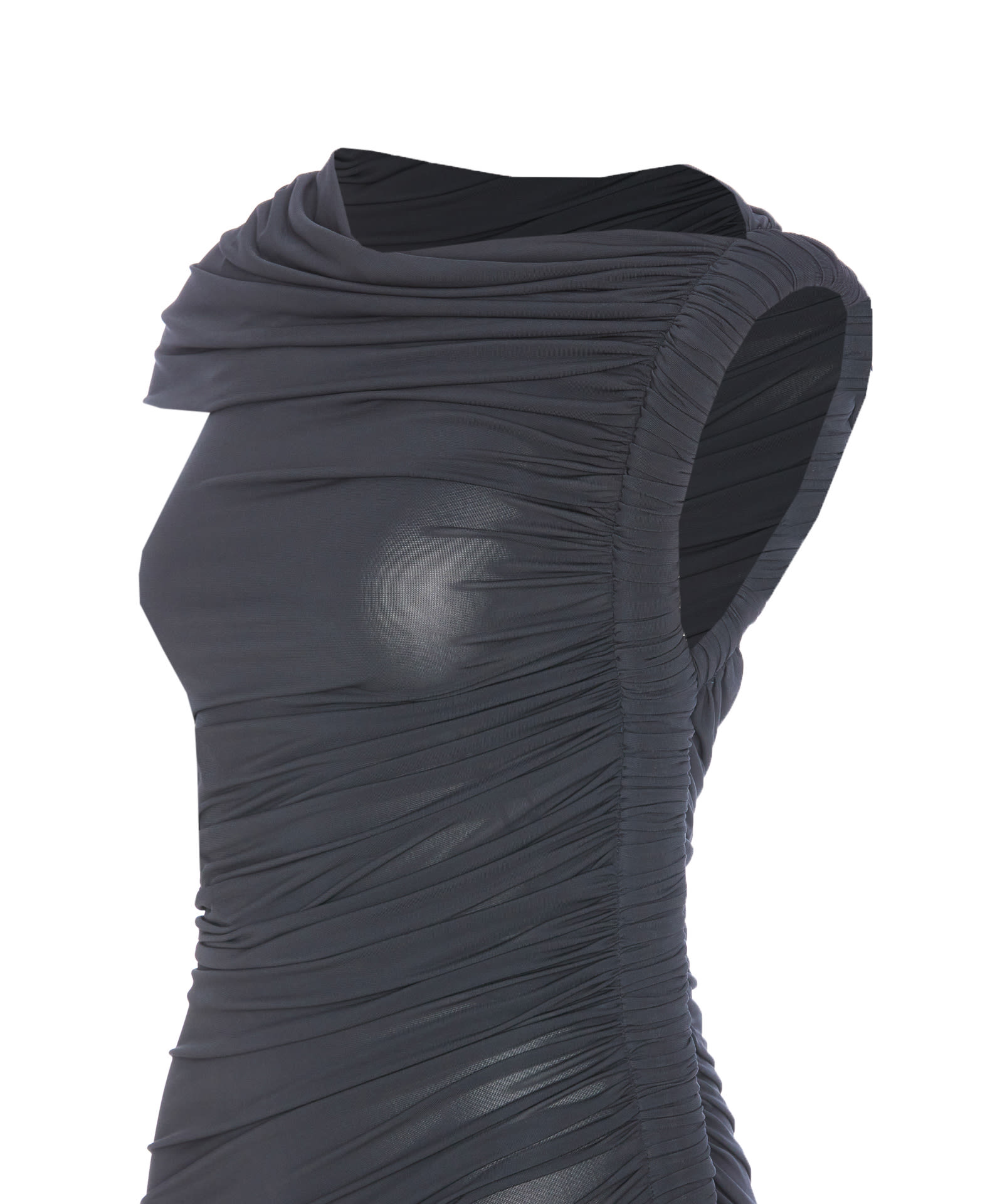 Alaïa Draped Asymmetrical Knee Length Dress In Grey