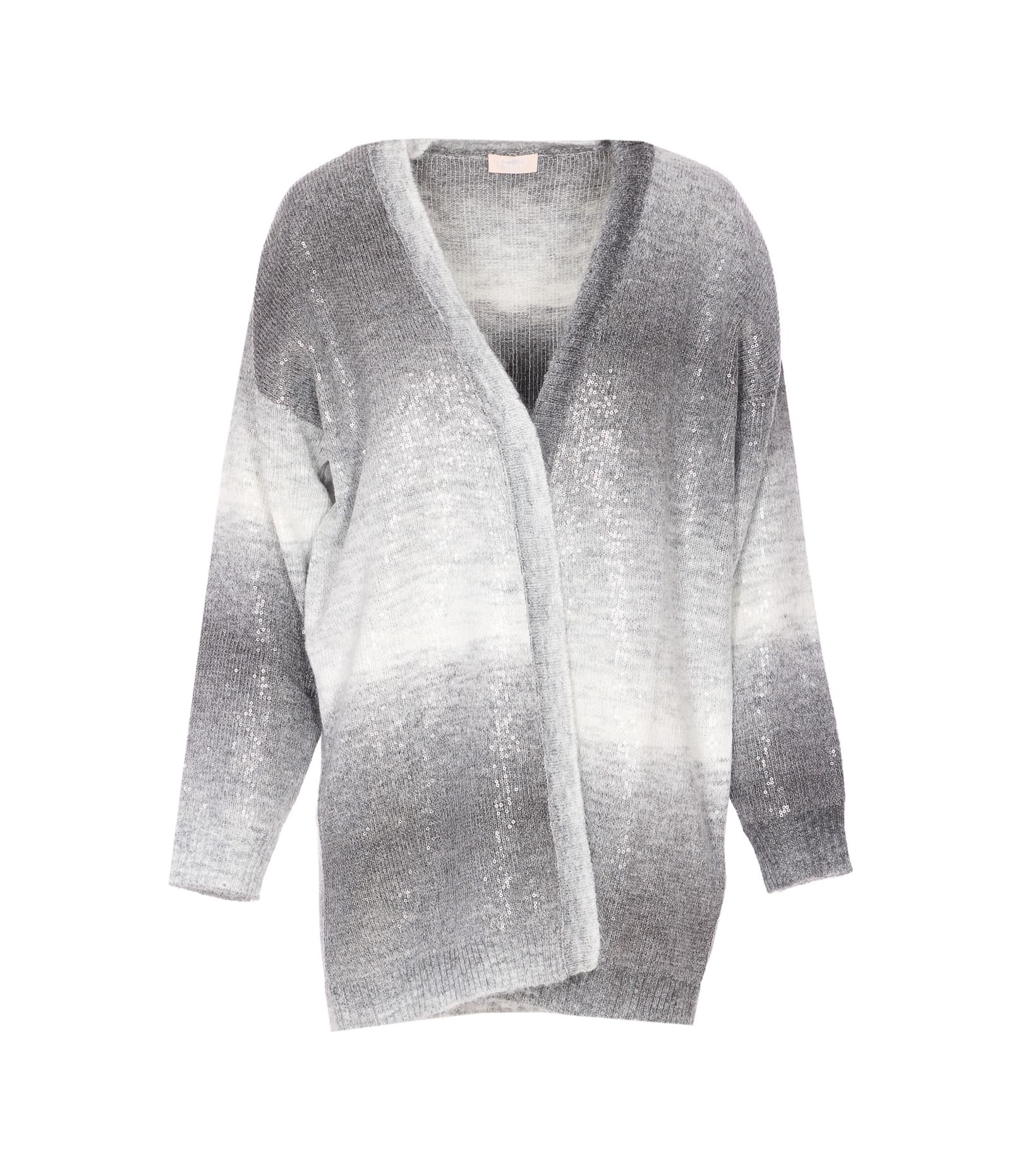 Liu •jo Sequin Long-sleeves Cardigan In Gray