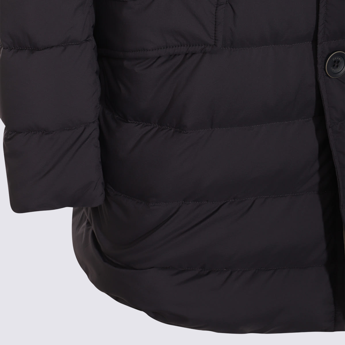 Herno Black Mid-length Quilted Down Jacket In Blue