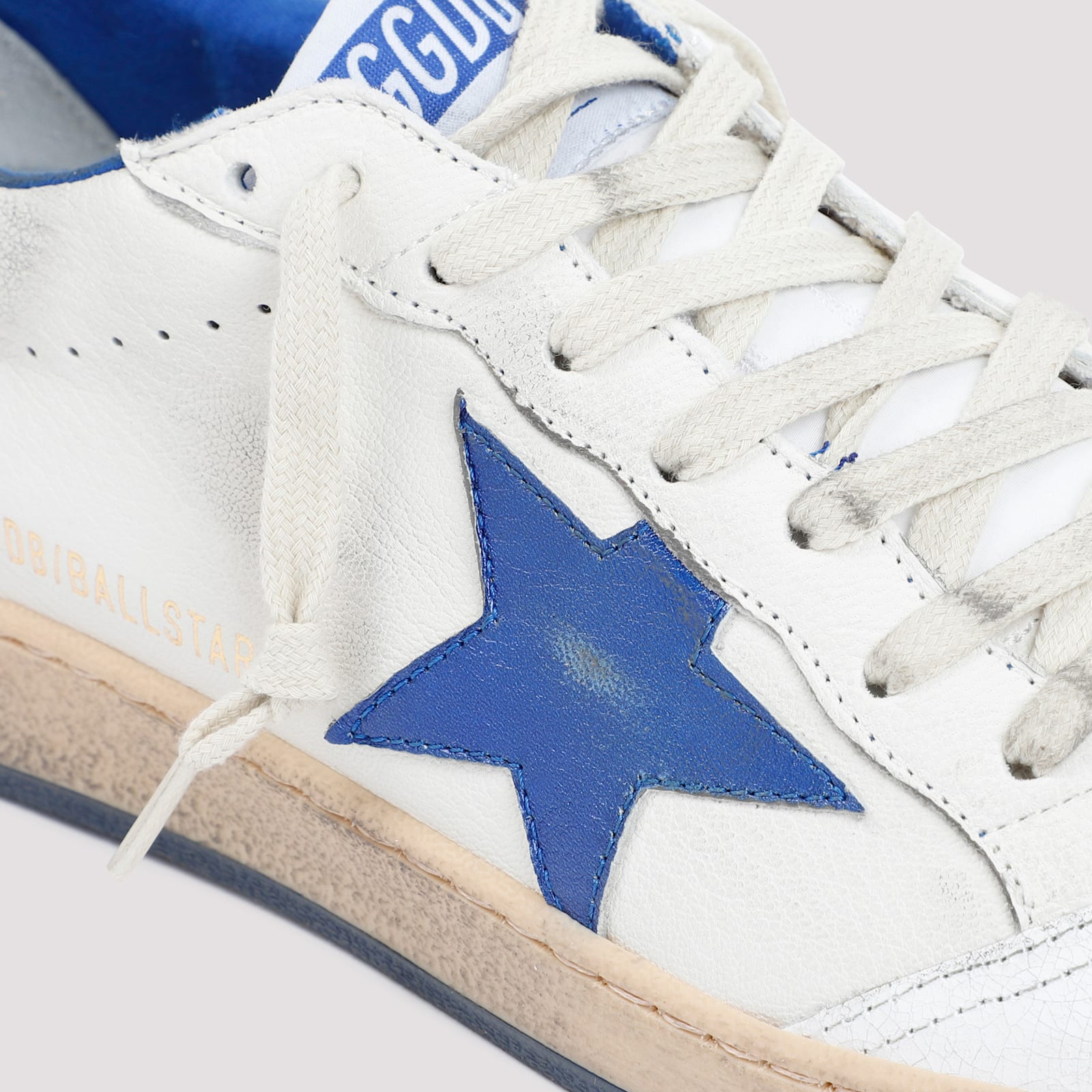 Golden Goose White And Blue Ball Star Sneakers In White
