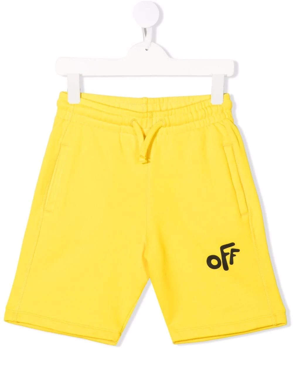 Off-White Kids Yellow And Black Off Rounded Sports Shorts