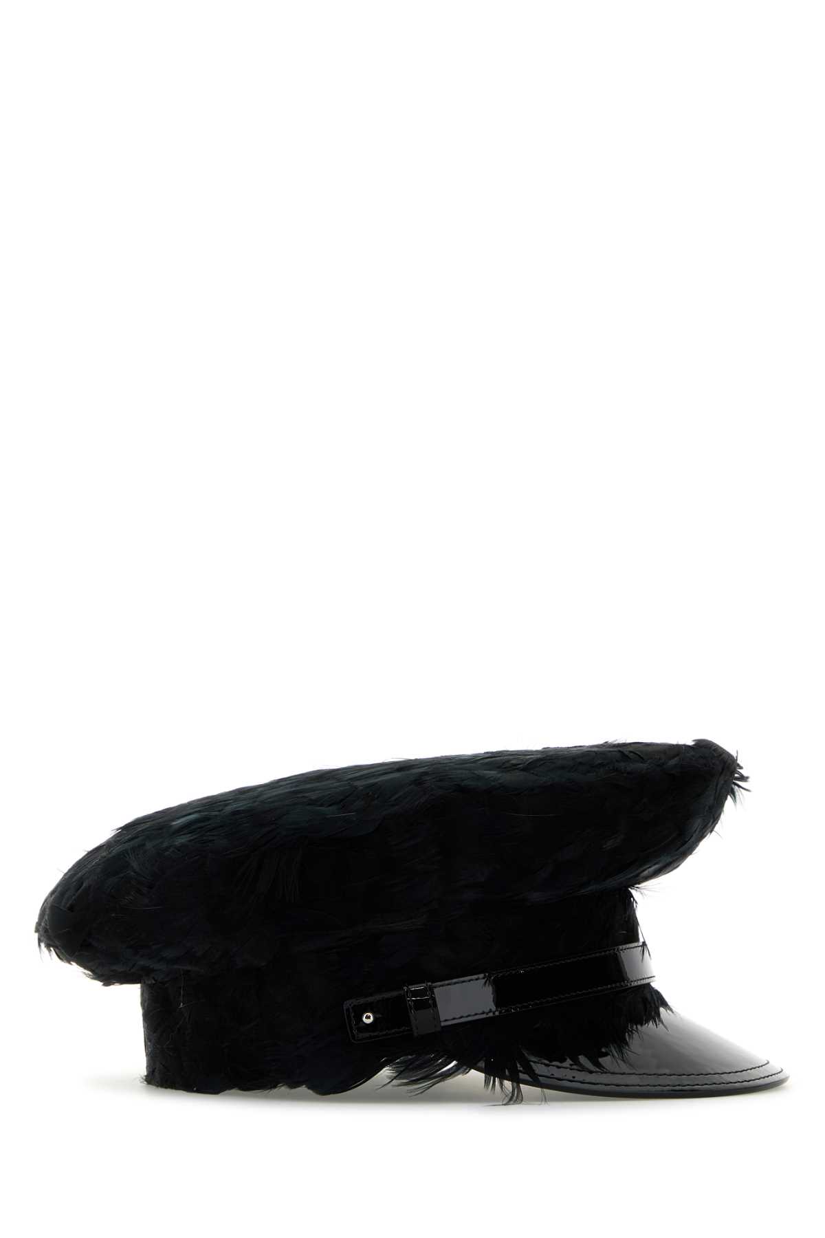 Shop Prada Embellished Fabric Hat In Nero