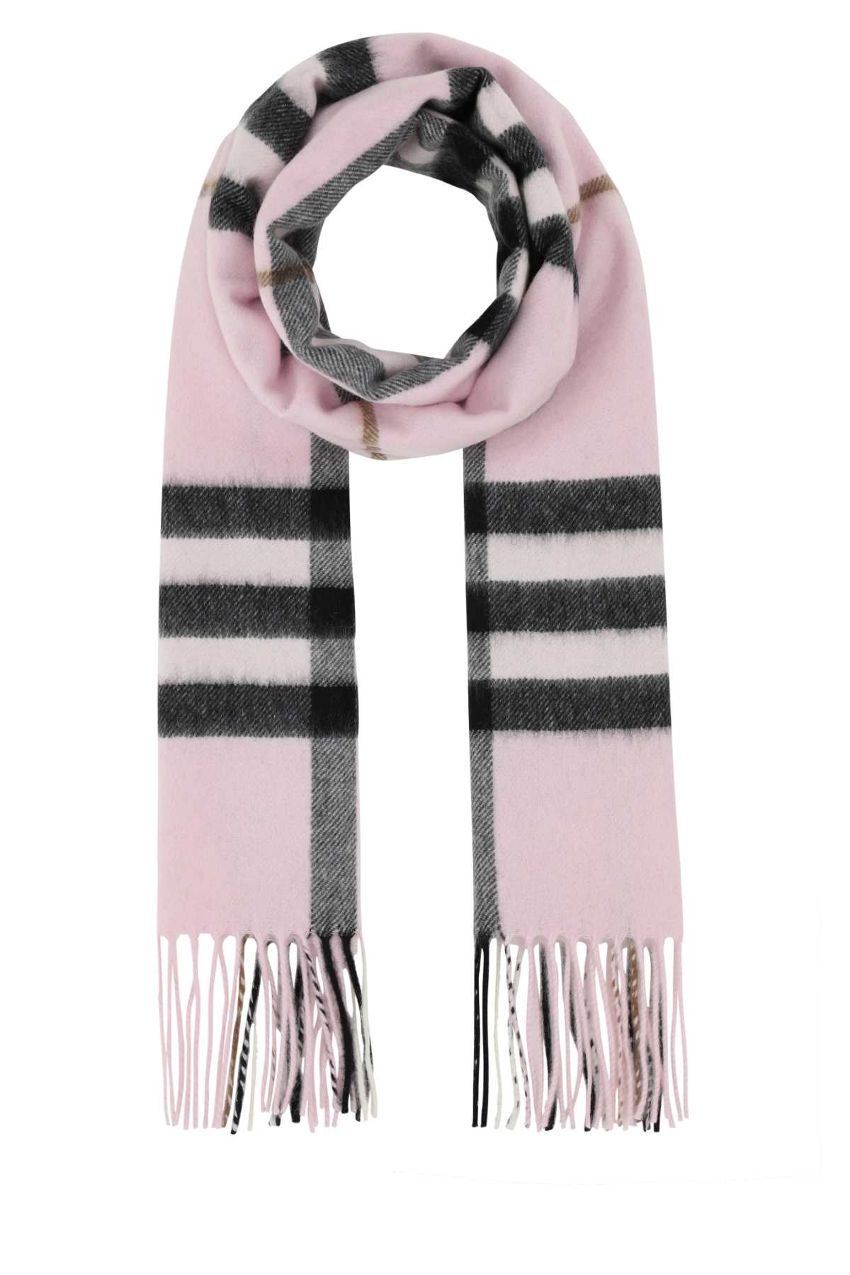 Shop Burberry Embroidered Cashmere Scarf In Palecandypink