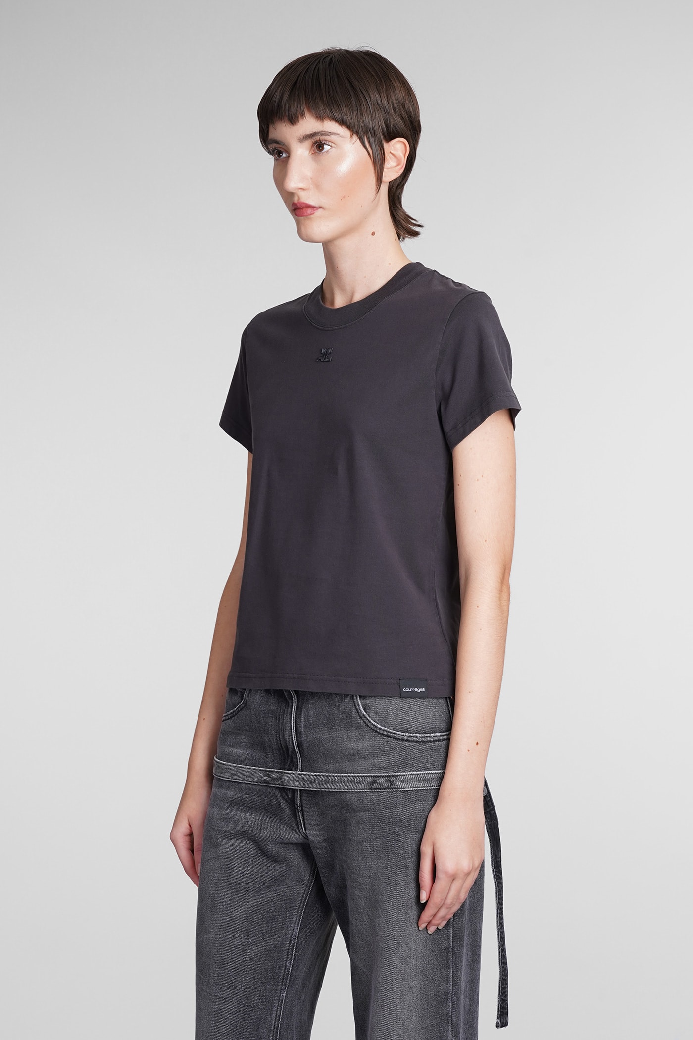 Shop Courrèges T-shirt In Grey Cotton