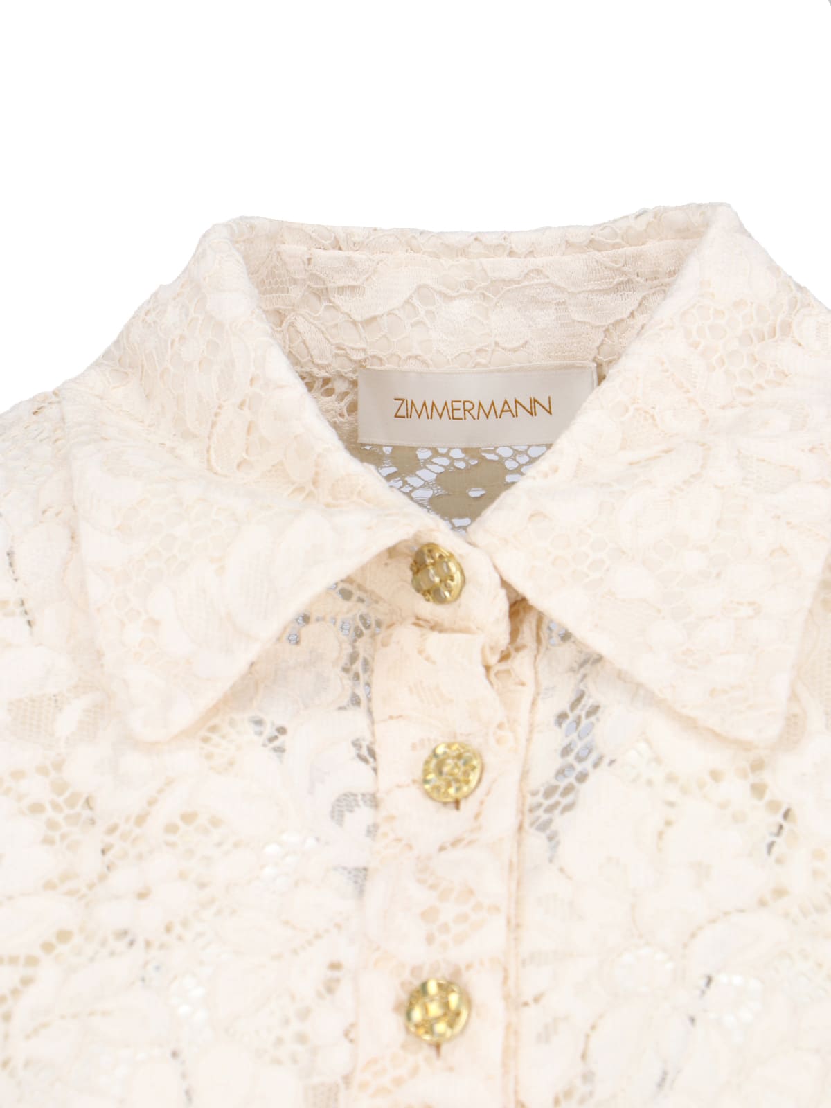 Shop Zimmermann Maxi Lace Shirt In Crema