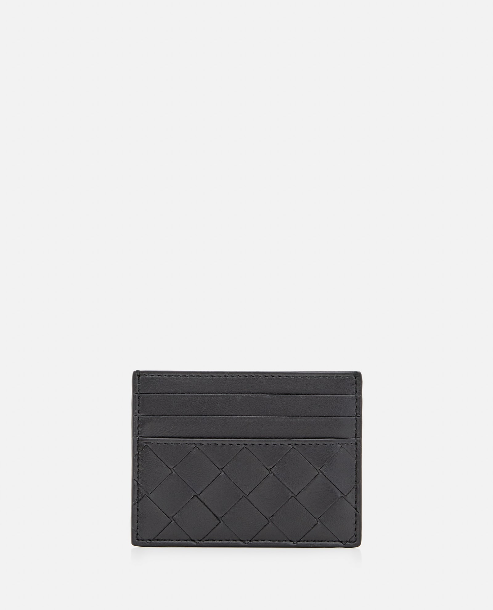 Shop Bottega Veneta Leather Card-holder In Black