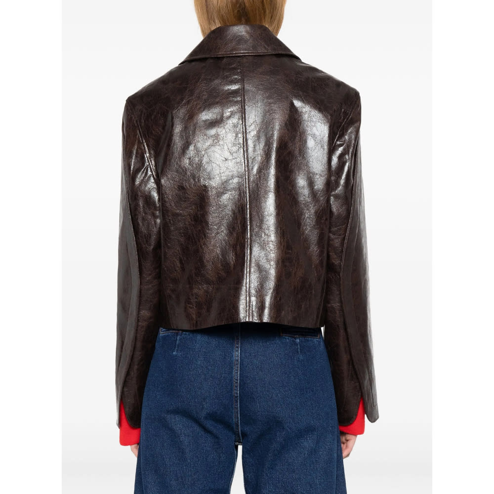 Séfr Lapel Long-sleeved Casual Jacket In Brown