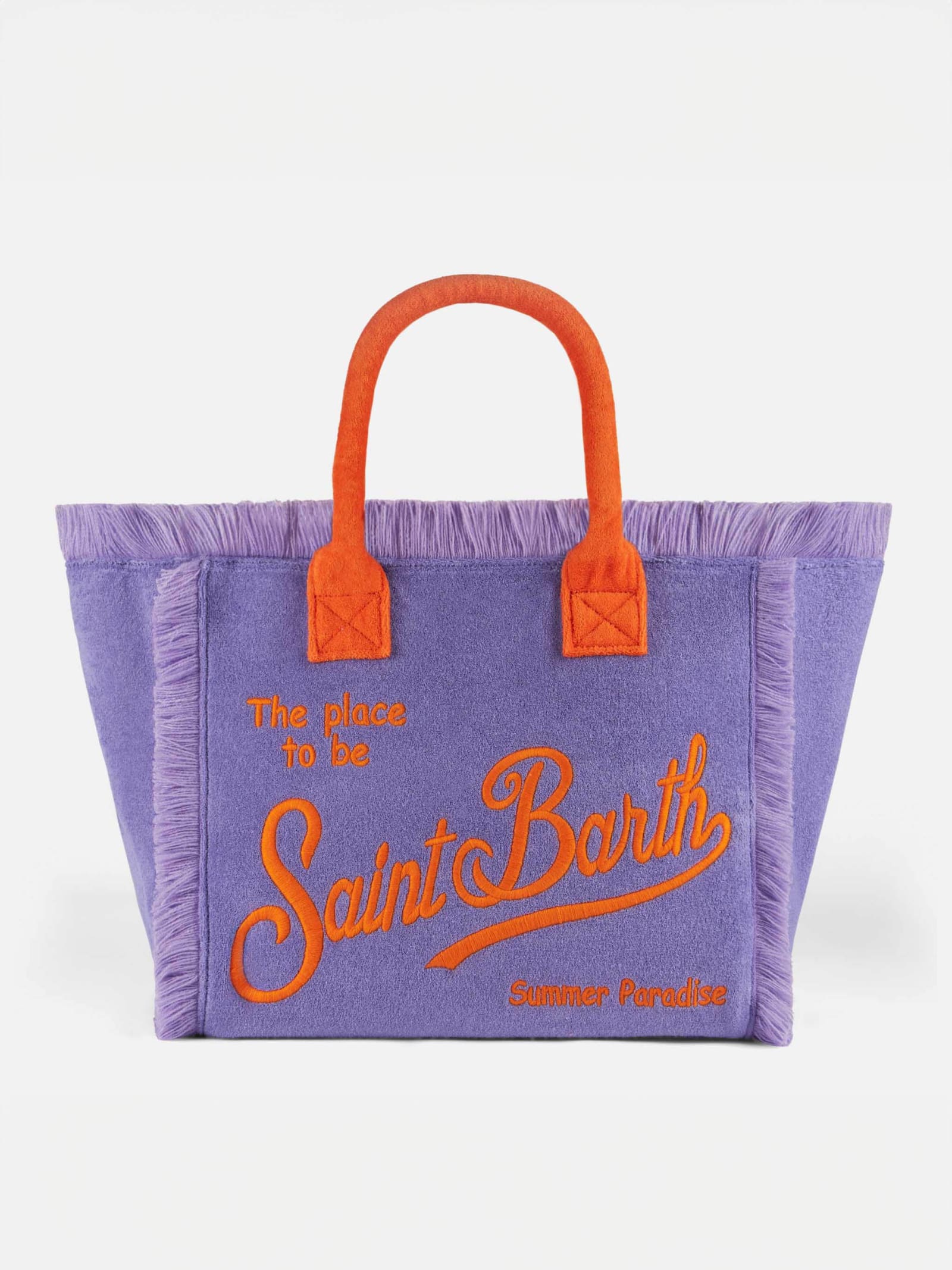 Mc2 Saint Barth Vanity Purple Terry Shoulder Bag With Saint Barth Logo In Pink