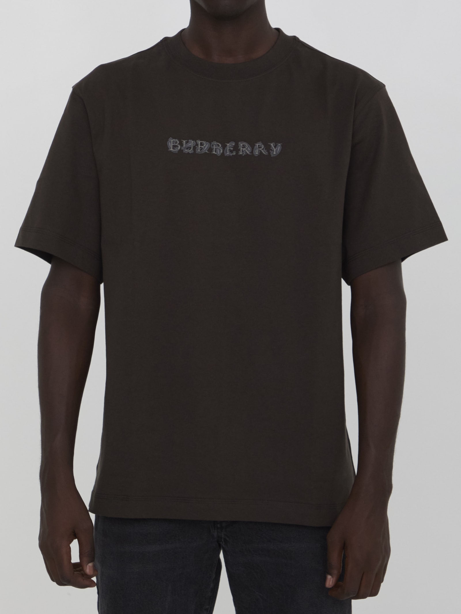 Shop Burberry Logo T-shirt In Brown