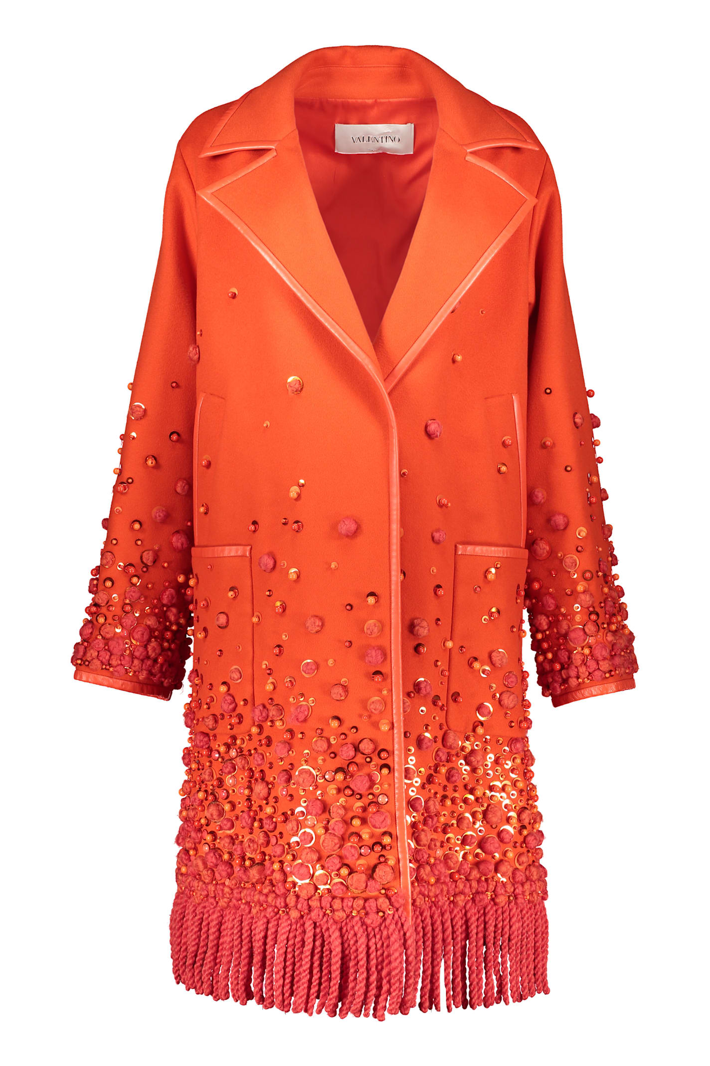 Valentino Garavani Orange Coat With Fringes