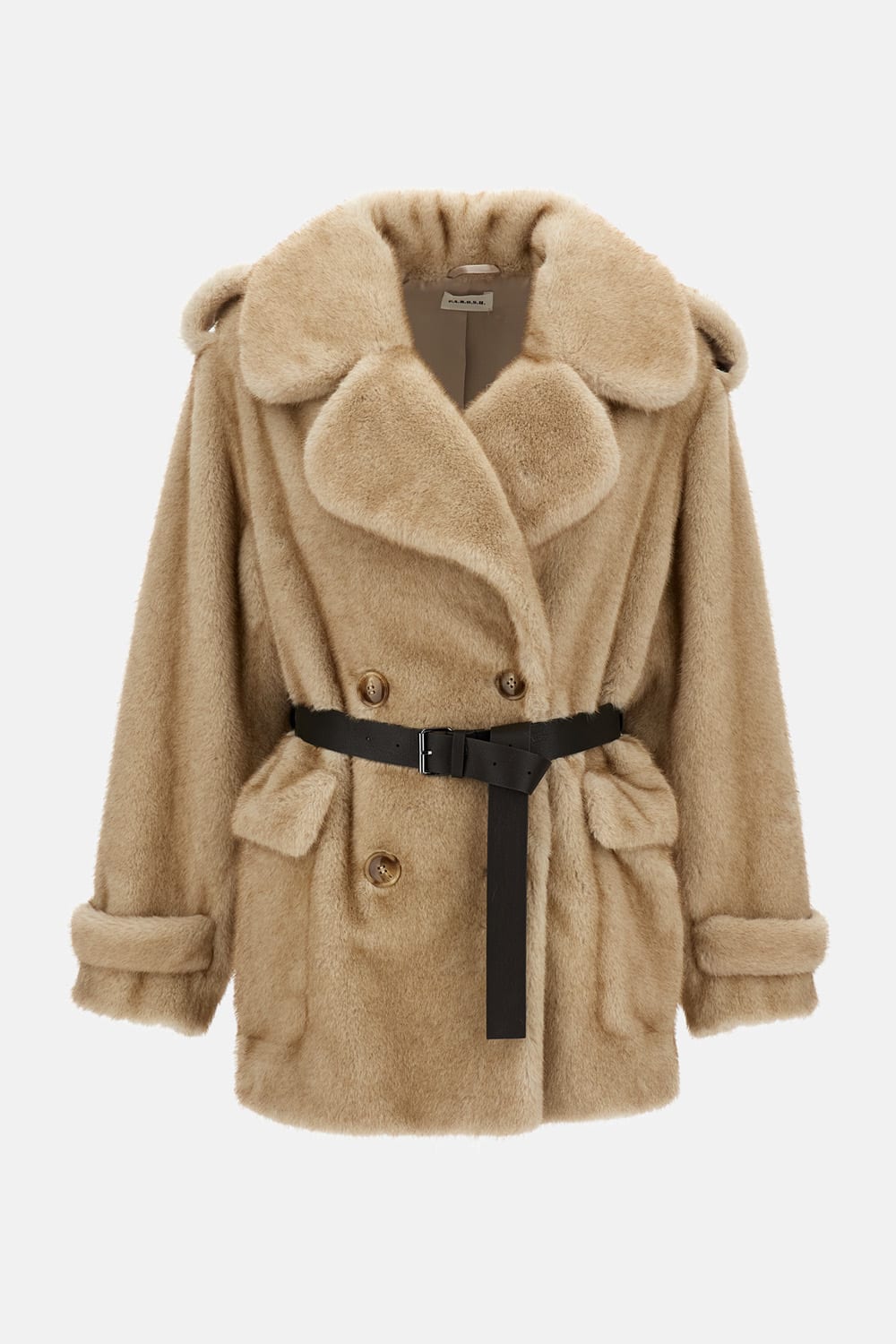 P.a.r.o.s.h P. A.r. O.s. H. Faux Fur Double-breasted Jacket In Neutral