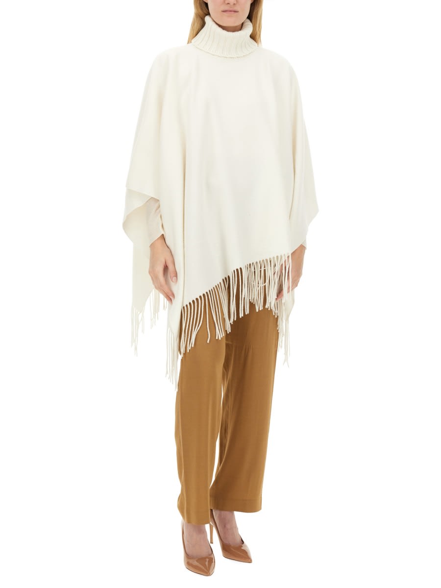 Shop Fabiana Filippi Cape Of Wool In Ivory