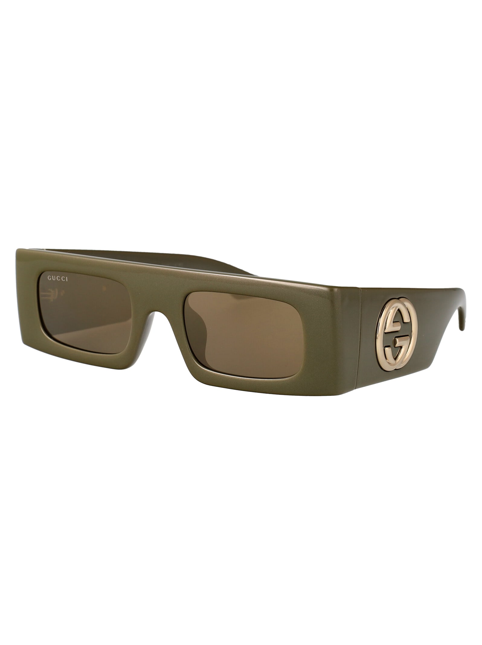 Gucci Interlocking G Sunglasses In Green-green-brown
