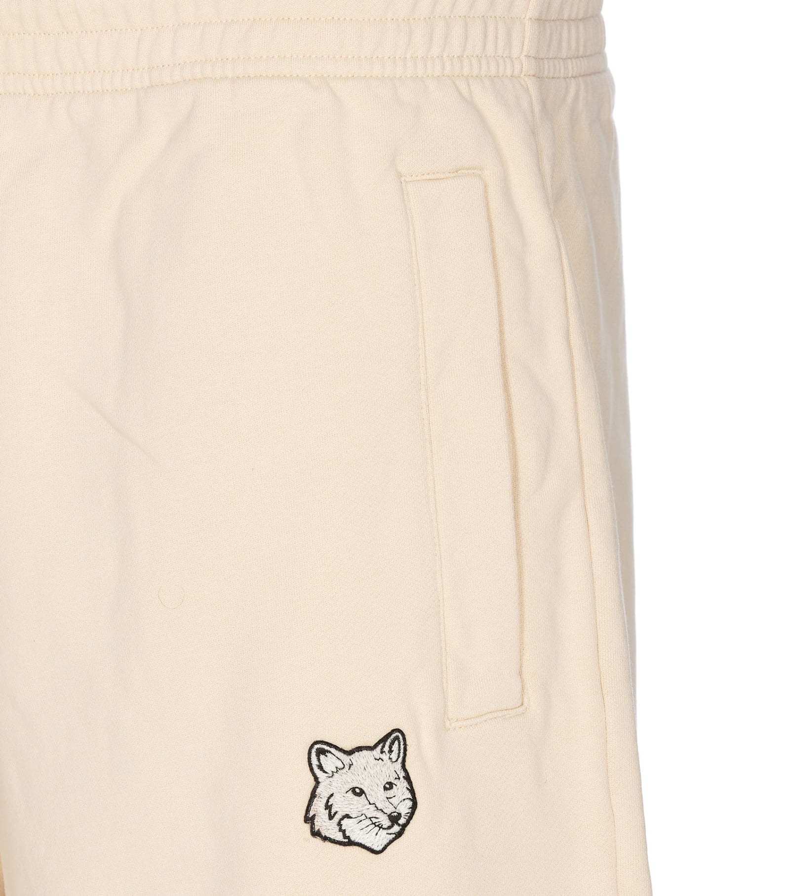 Shop Maison Kitsuné Bold Fox Head Patch Logo Shorts In Ivory