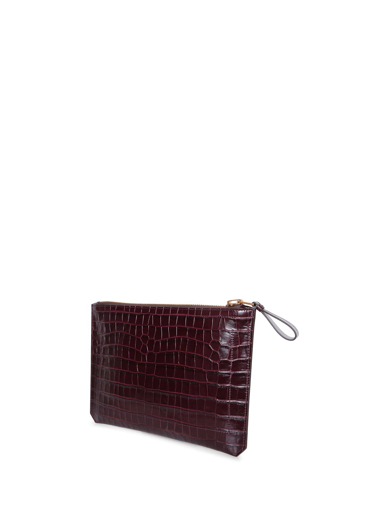 Shop Tom Ford Buckley Small Croco Bordeaux Clutch