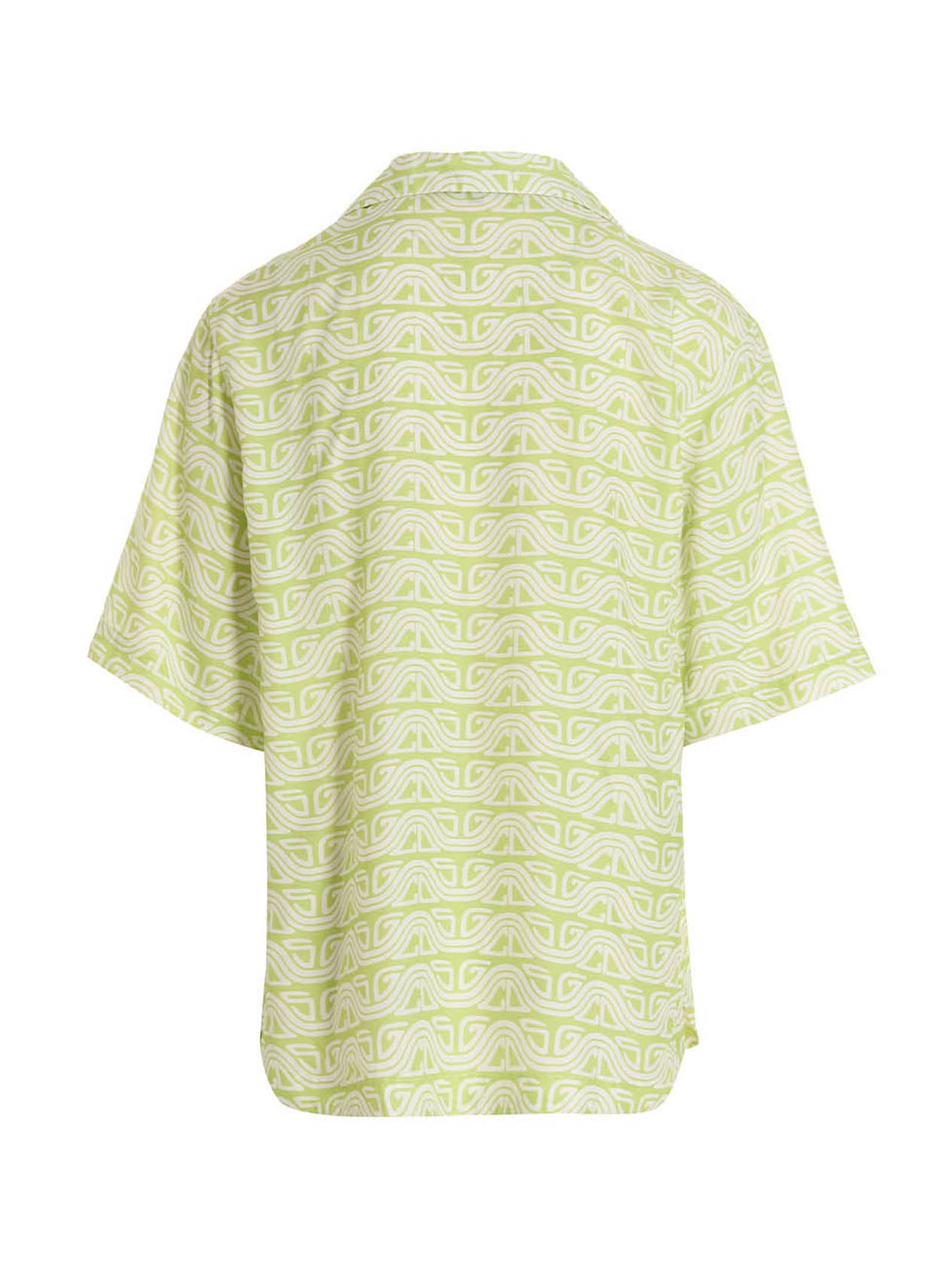 Gcds Waved Logo Shirt And Blouse Green In Green
