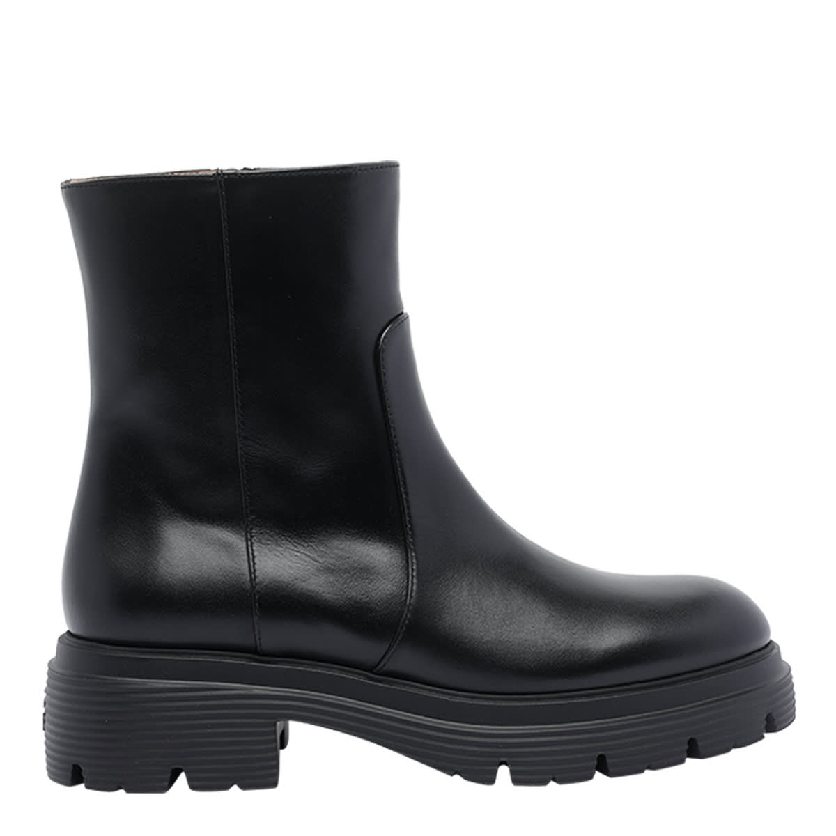 Stuart Weitzman Chunky Heel Leather Ankle Boots With Lug Sole In Multi