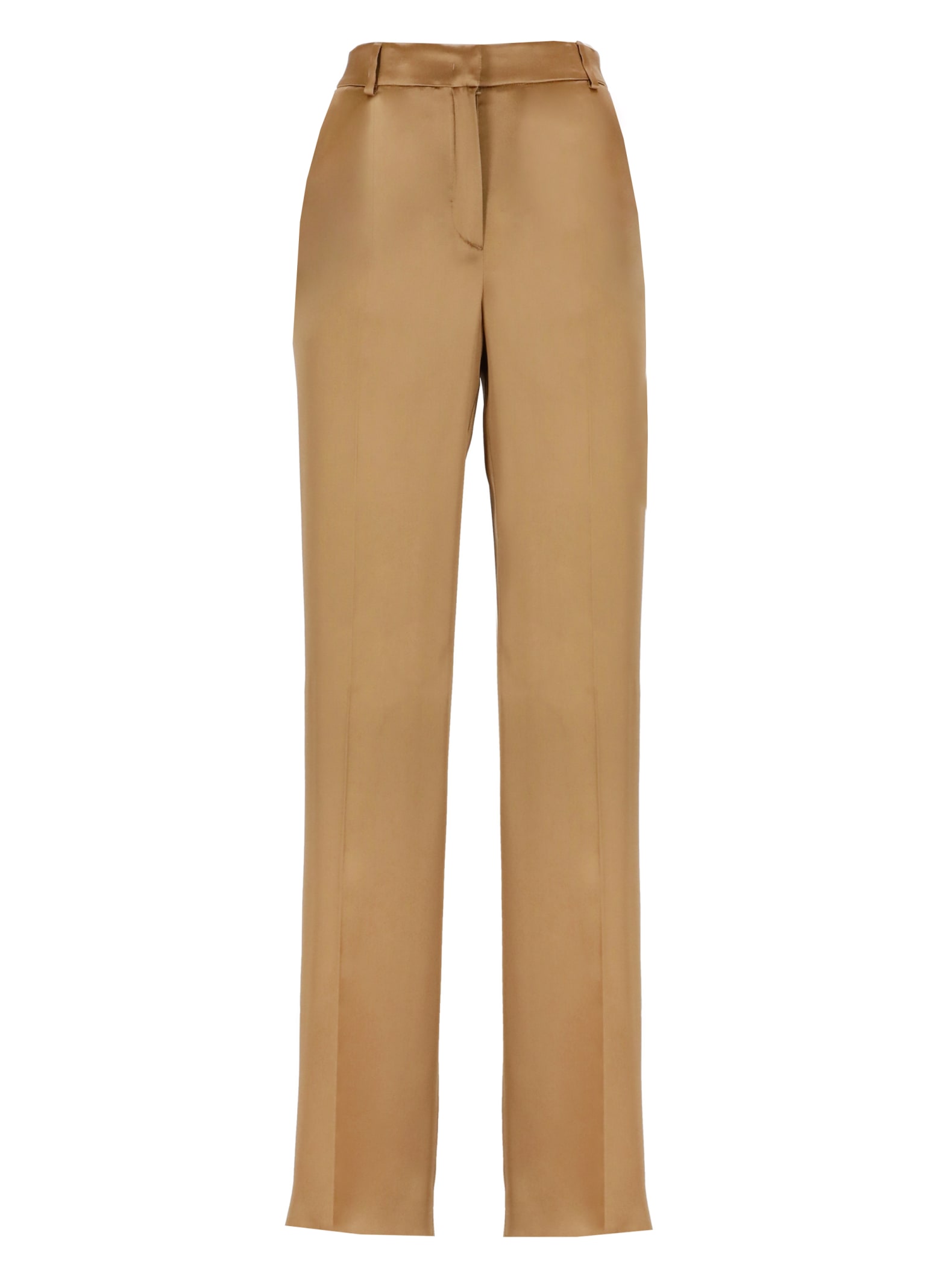 Shop Alberta Ferretti Silk Blend Pants In Brown