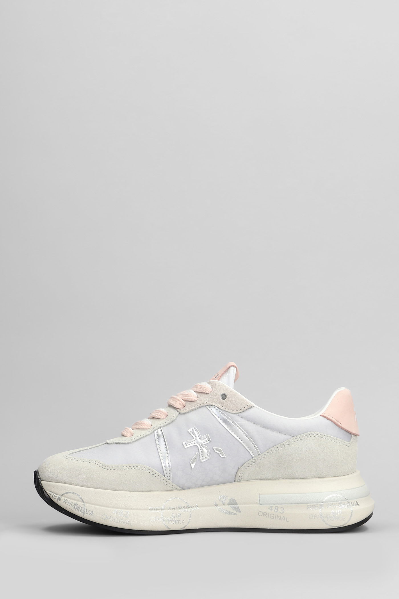 Premiata Cassie Sneakers In Grey Suede And Fabric In Gray