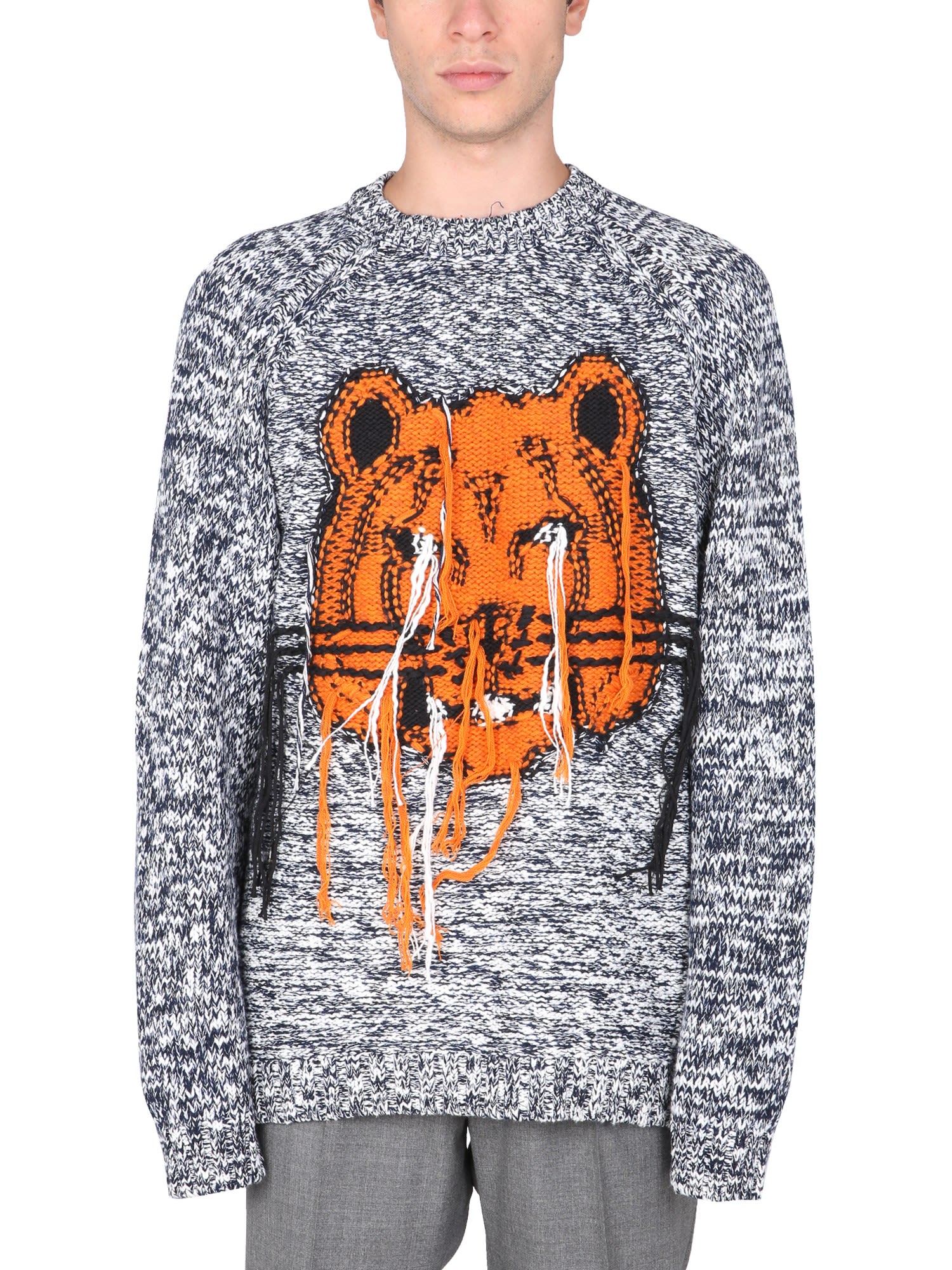 Kenzo Crew Neck Sweater With k-tiger Inlay