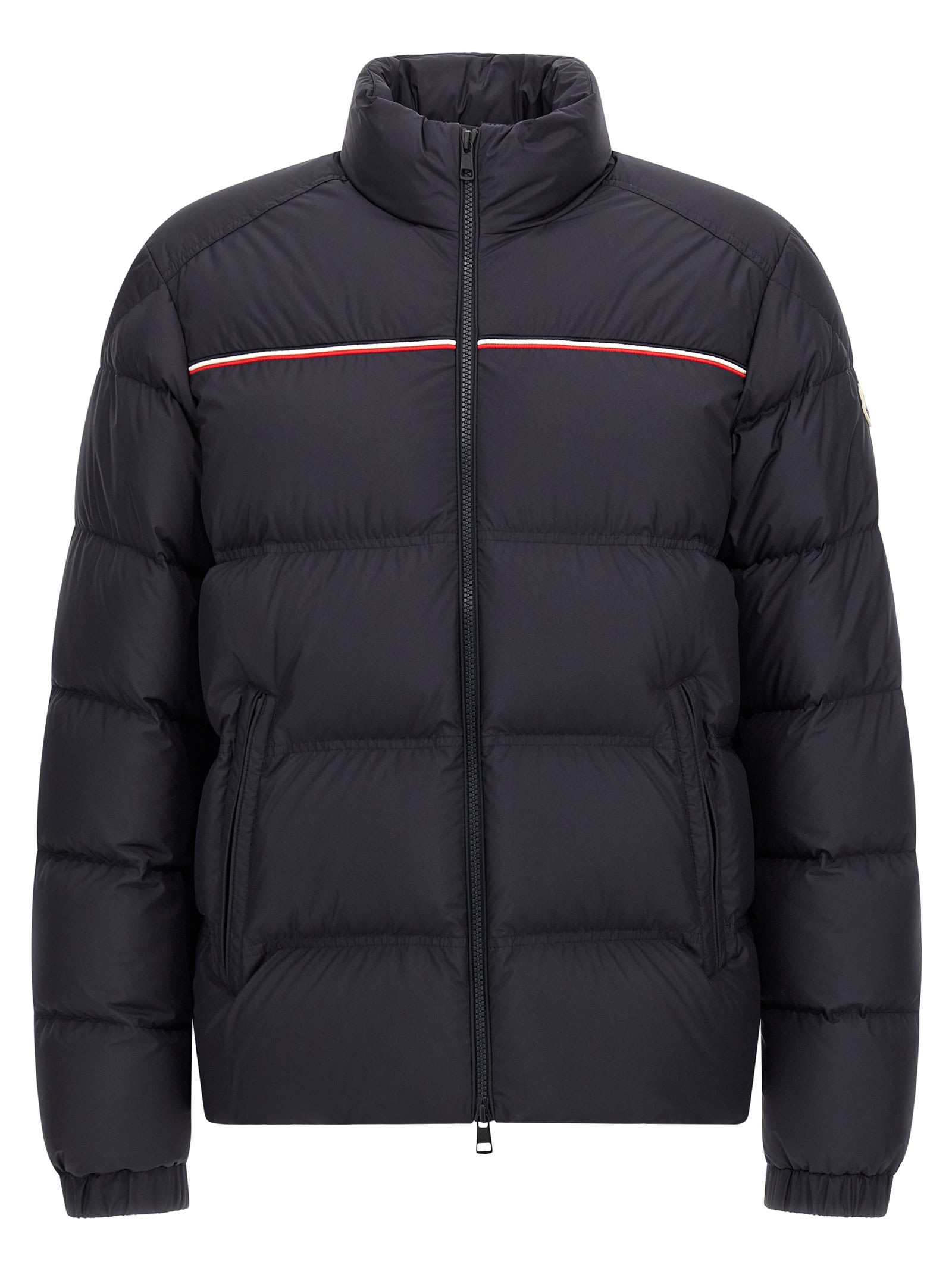 Moncler Puffer Jacket With High Collar And Quilted Design In Animal Print