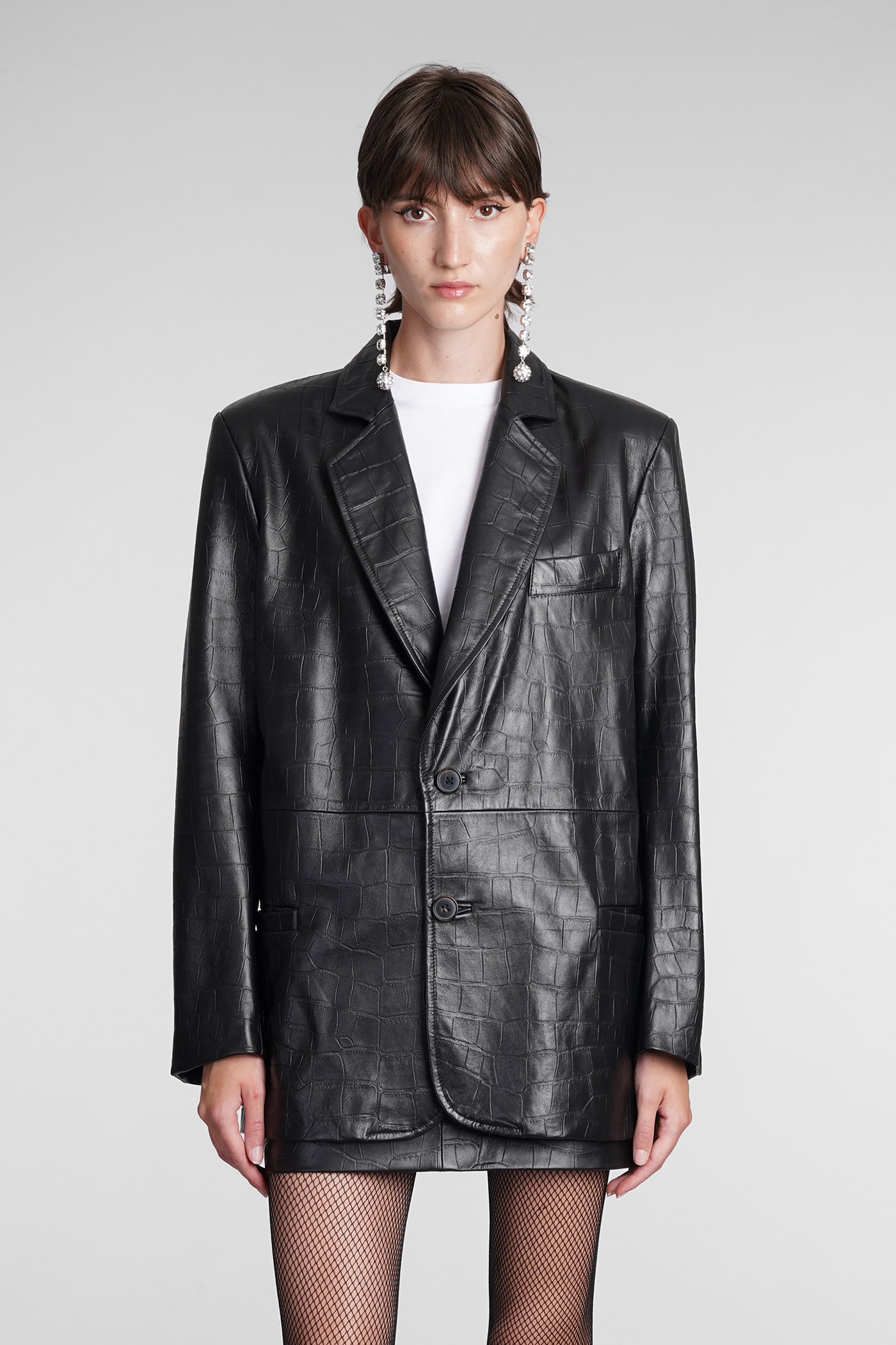Alessandra Rich Blazer In Black Leather