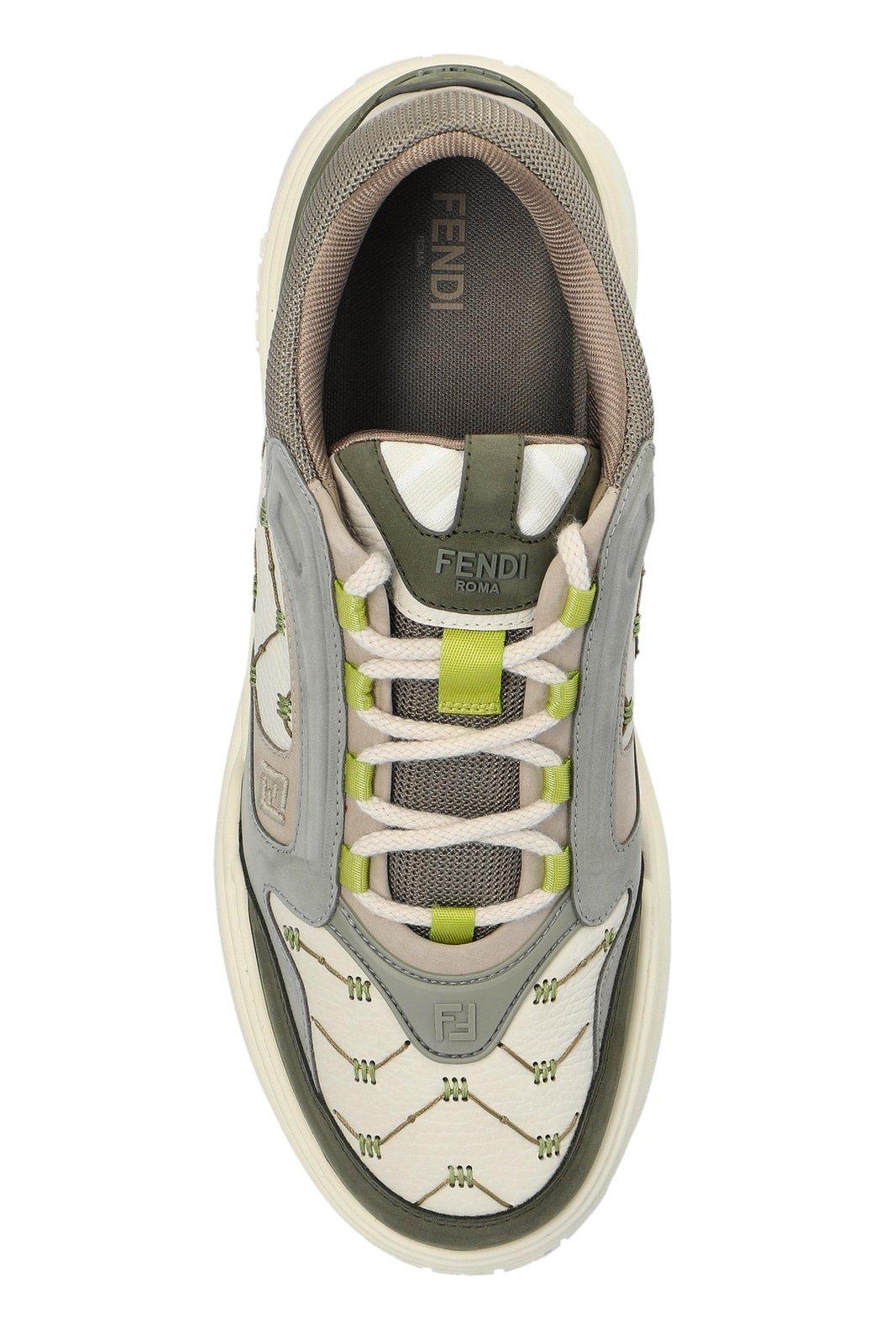Fendi Force Sneaker In White Leather And Green Nubuck Men In Bot+b.ice Cord Pisel