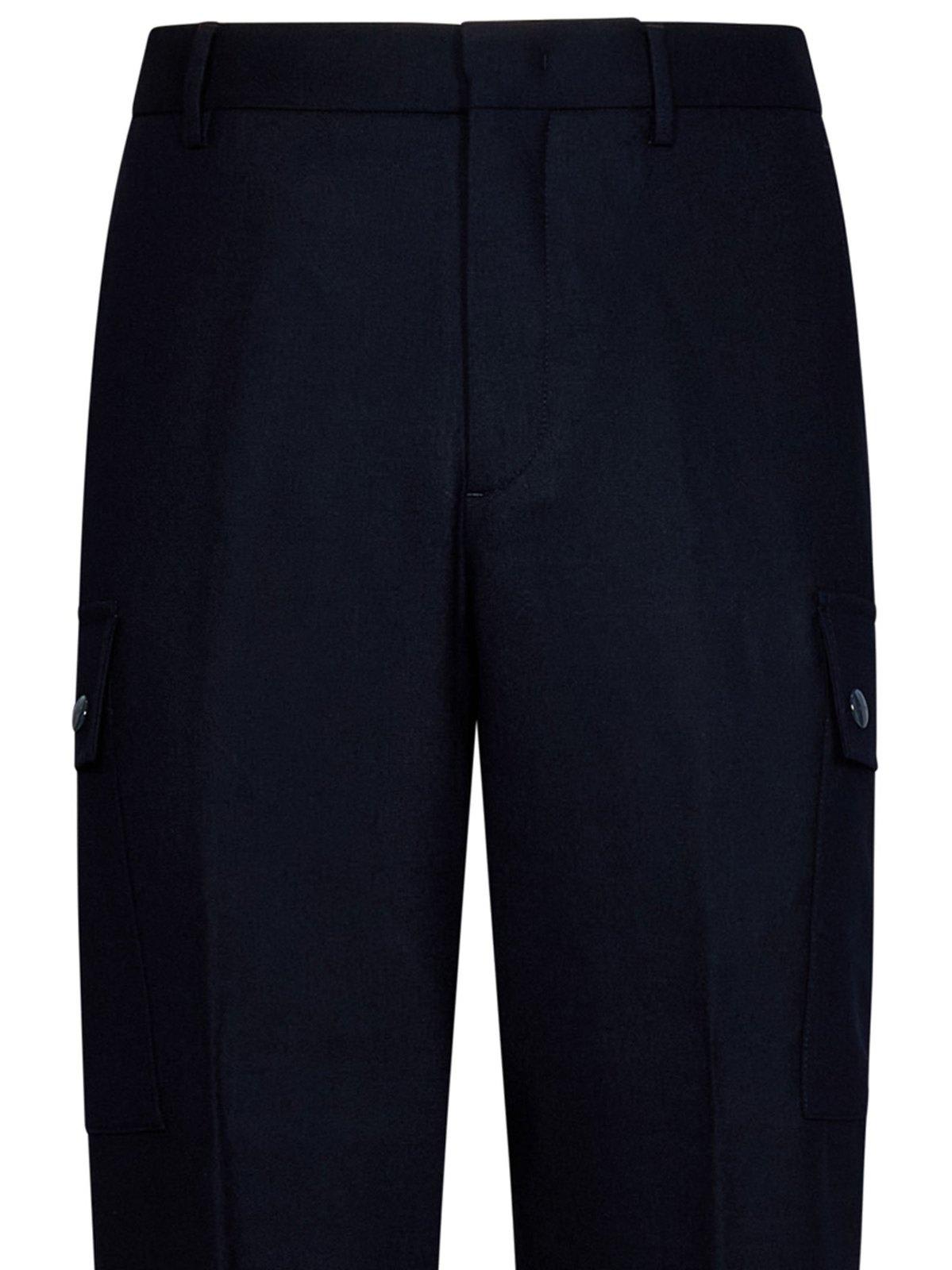 Shop Etro Cargo-pockets Stretched Tapered Trousers In Blue