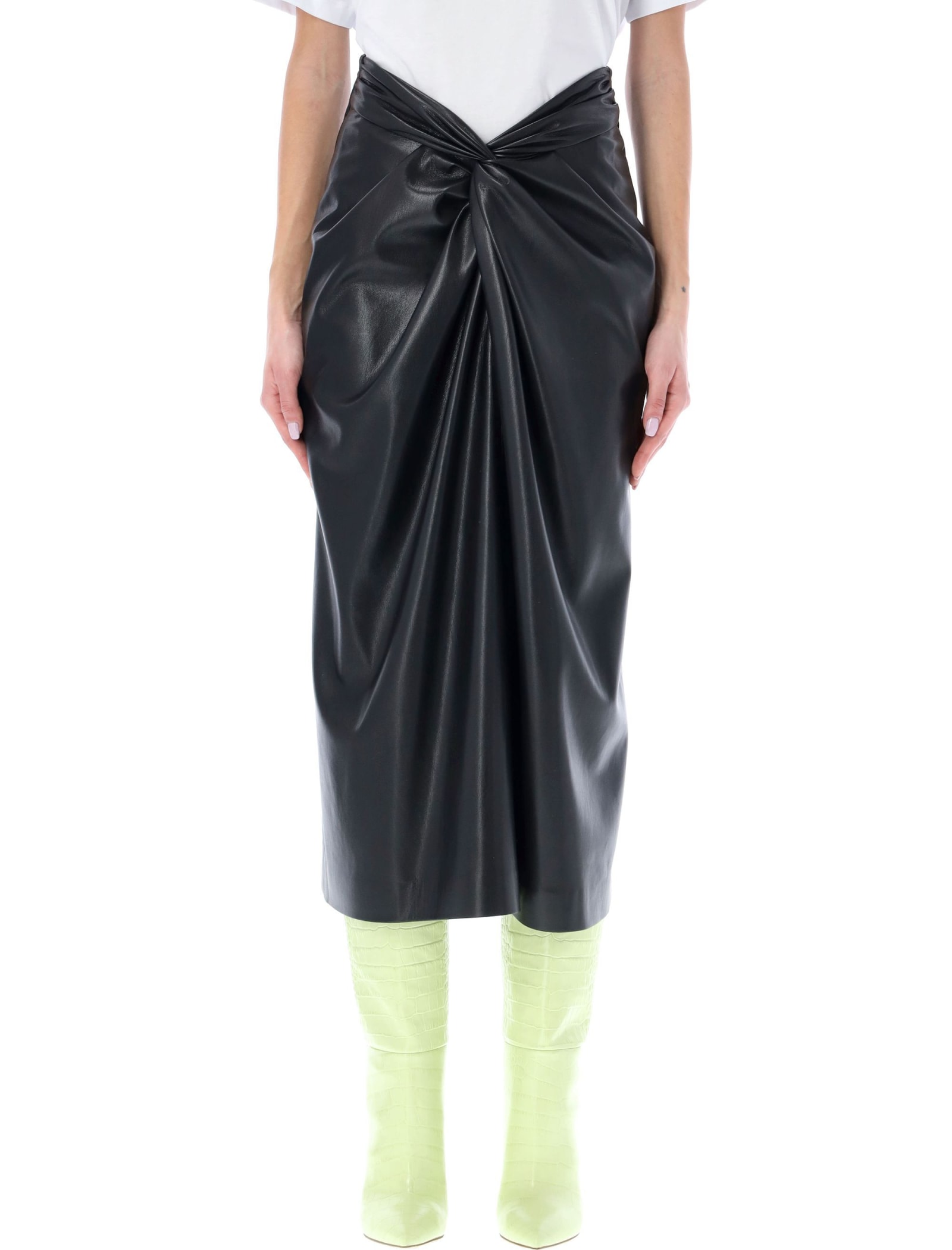 MSGM Eco Leather Wrap Midi Skirt