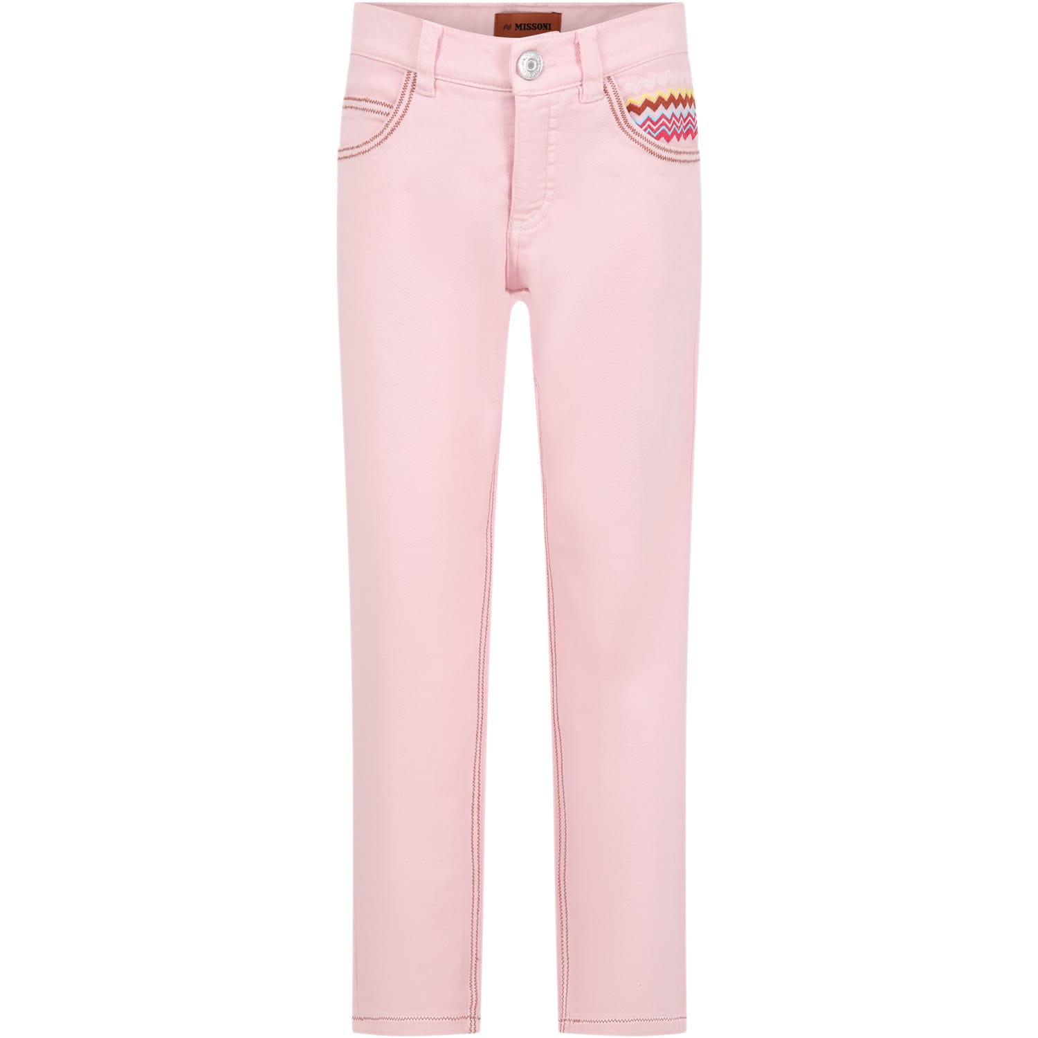 Missoni Kids' Pink Trousers For Girl With Iconic Print